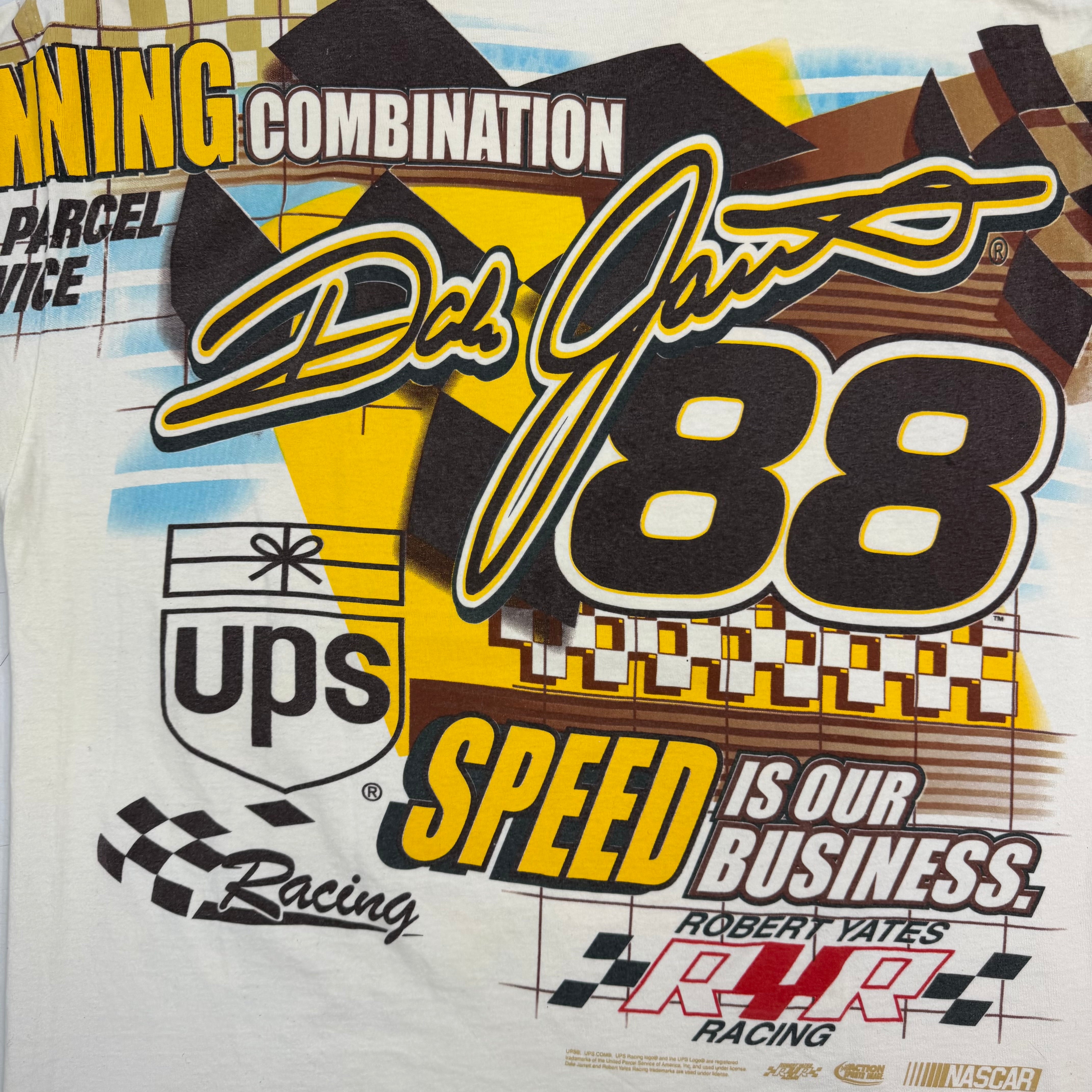 Vintage Dale Jarrett NASCAR UPS Chase Authentics Tee White