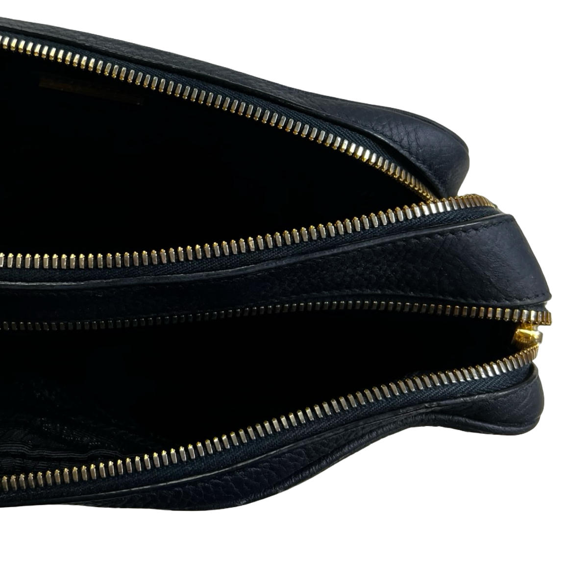 Prada Vitello Daino Double Zip Camera Bag Navy