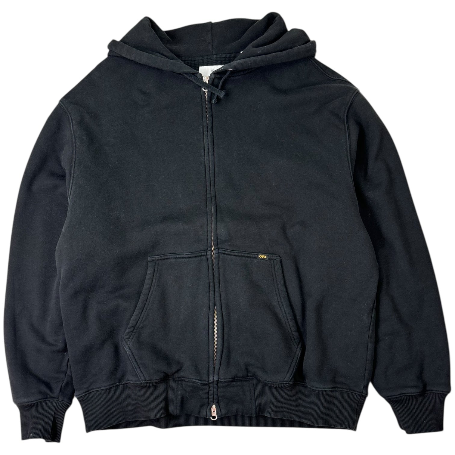 OVO Waffle-Lined Zip Up Hoodie Black