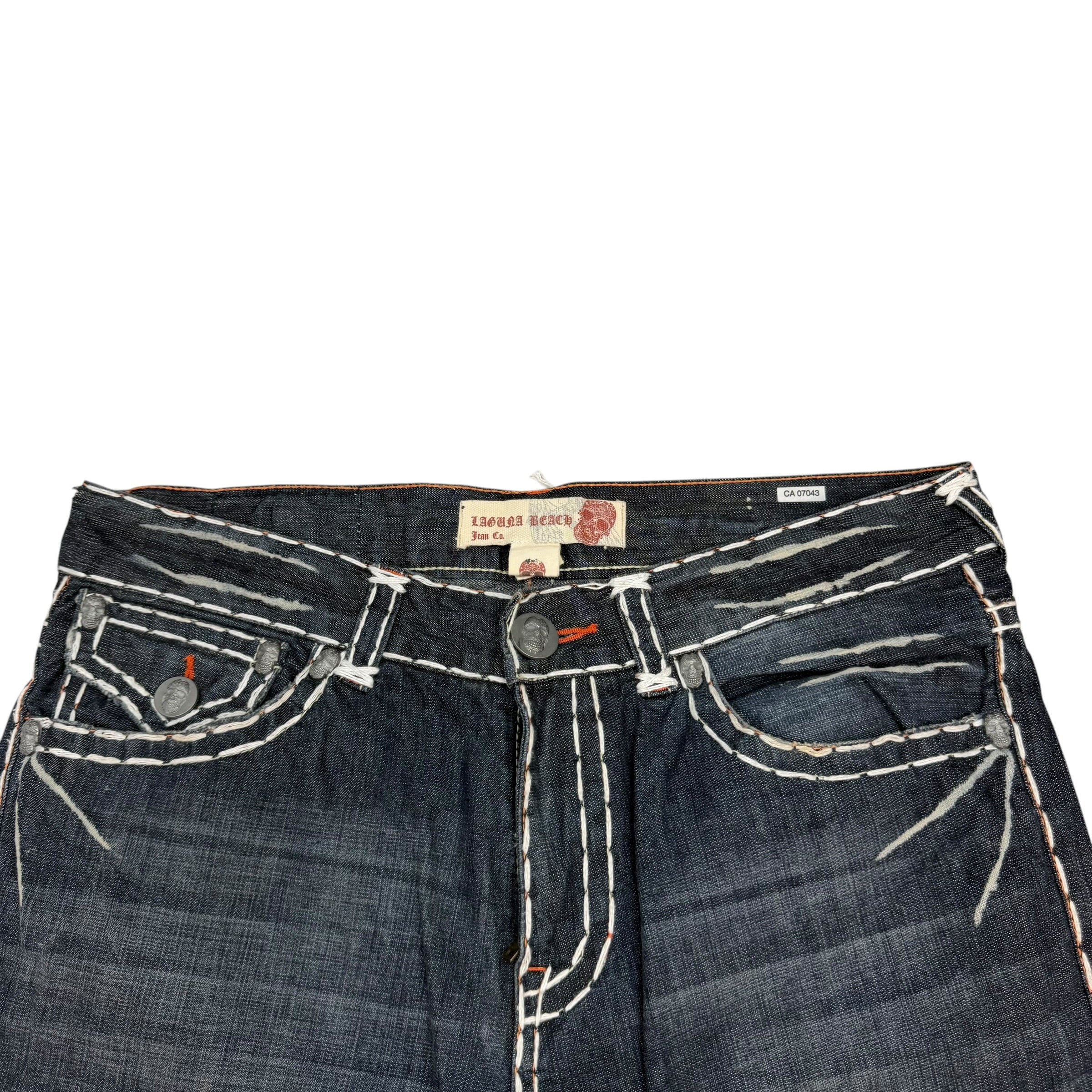 Vintage Laguna Beach Double Stitch Embroidered Jeans Blue