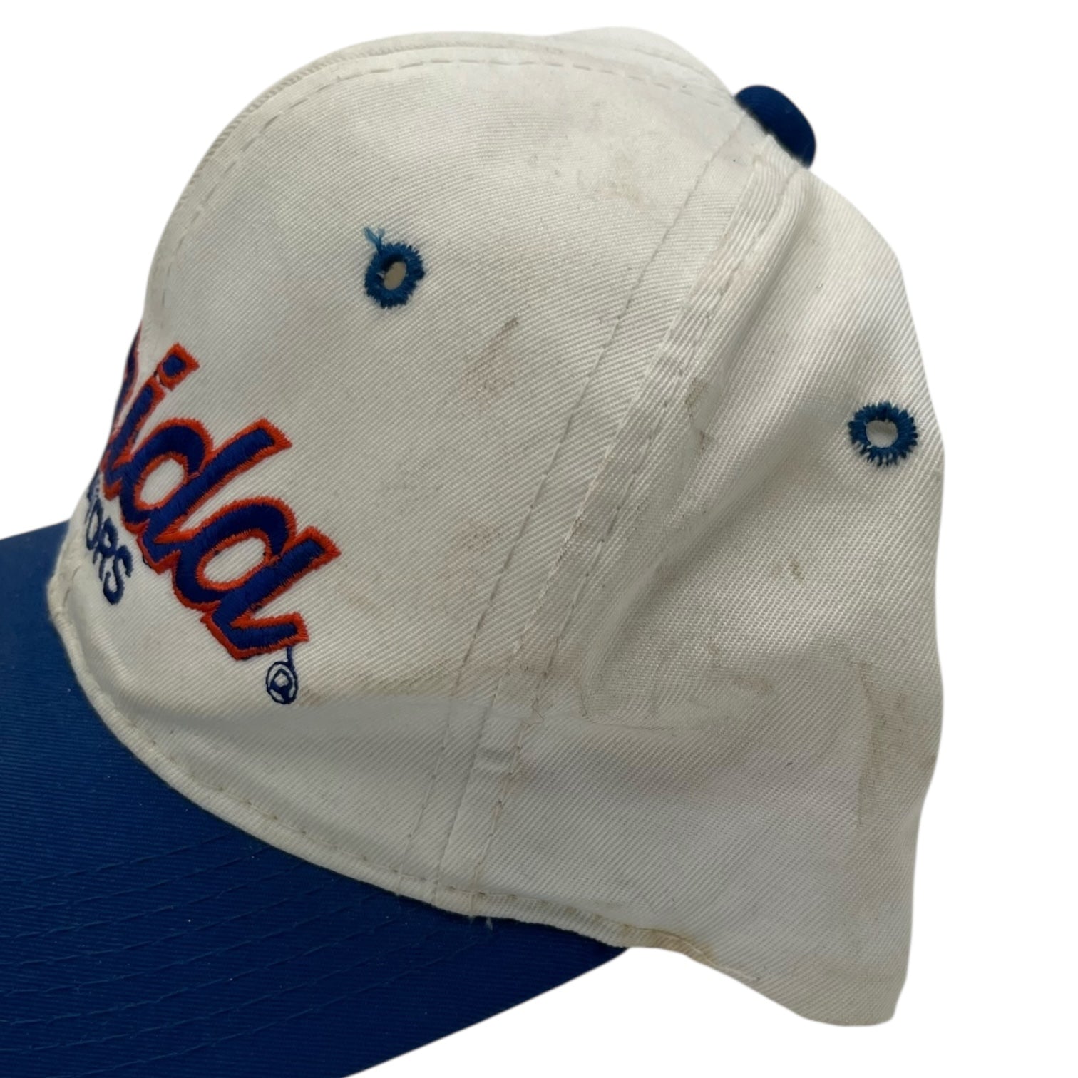 Vintage Florida Gators Double Line Script Snapback White/Blue Hat White/Blue