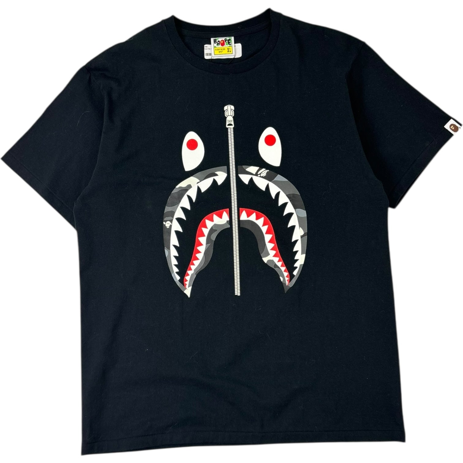 BAPE ABC Camo Shark Silver Zip T-Shirt Black/Grey