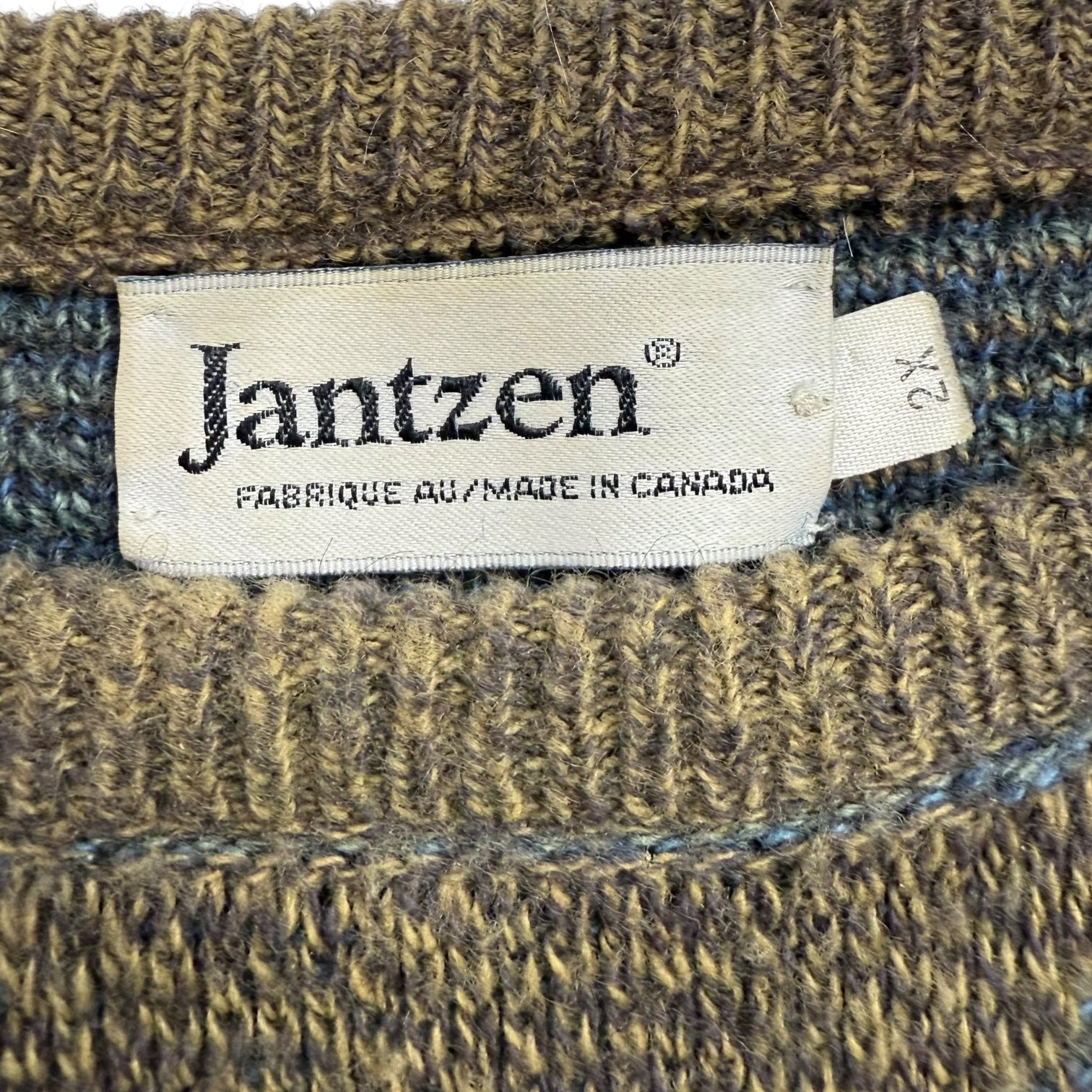 Vintage Jantzen Knit Pattern Sweater Brown/Blue