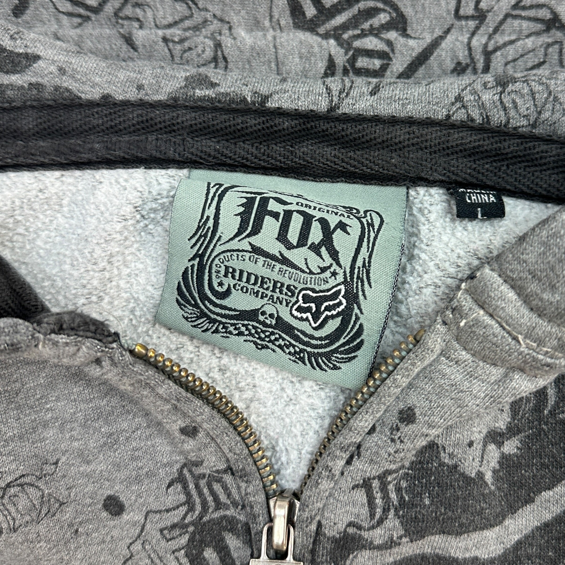 (W) Vintage Y2K Youth Fox Racing Hoodie Grey