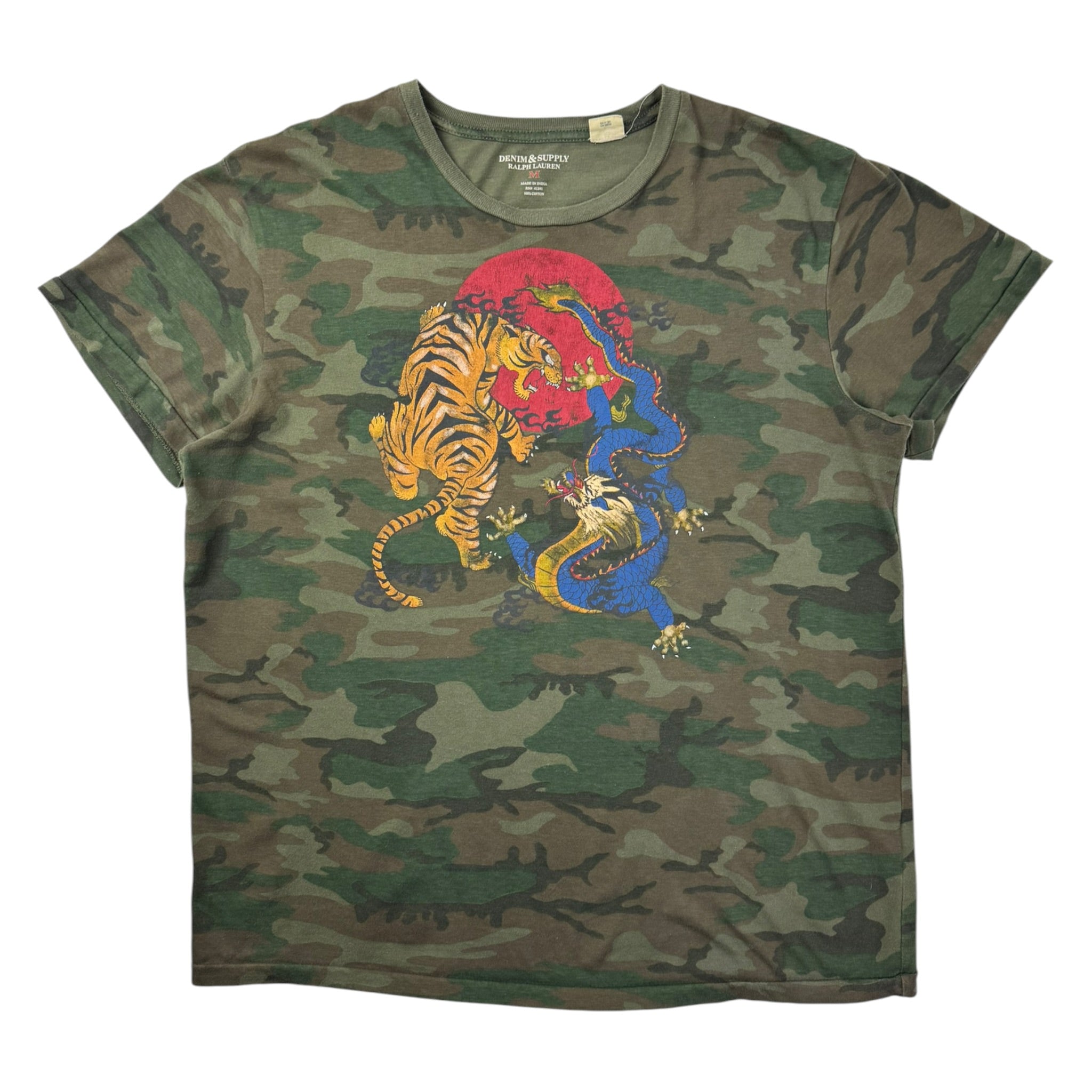 Y2K Polo Ralph Lauren Rising Sun Tiger Dragon Tee Camo
