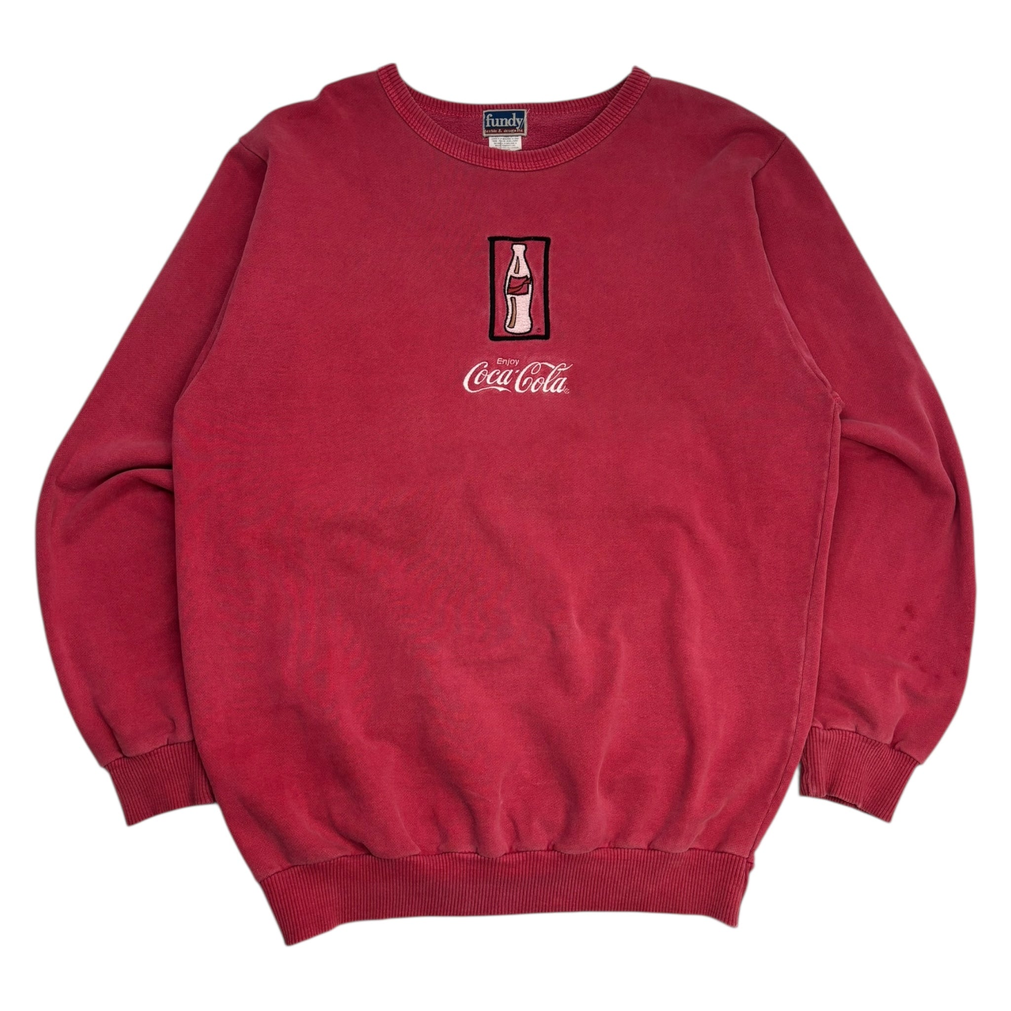 Vintage Coca-Cola Embroidered Crewneck Washed Out Red