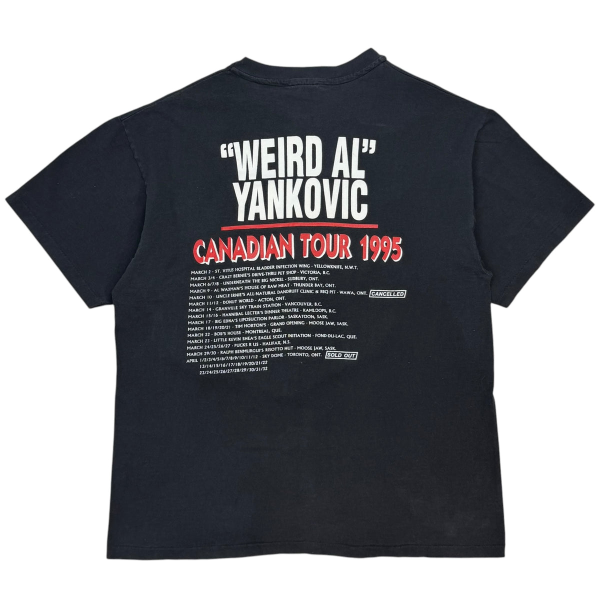 1995 Weird Al Yankovic Canadian Tour Tee Black