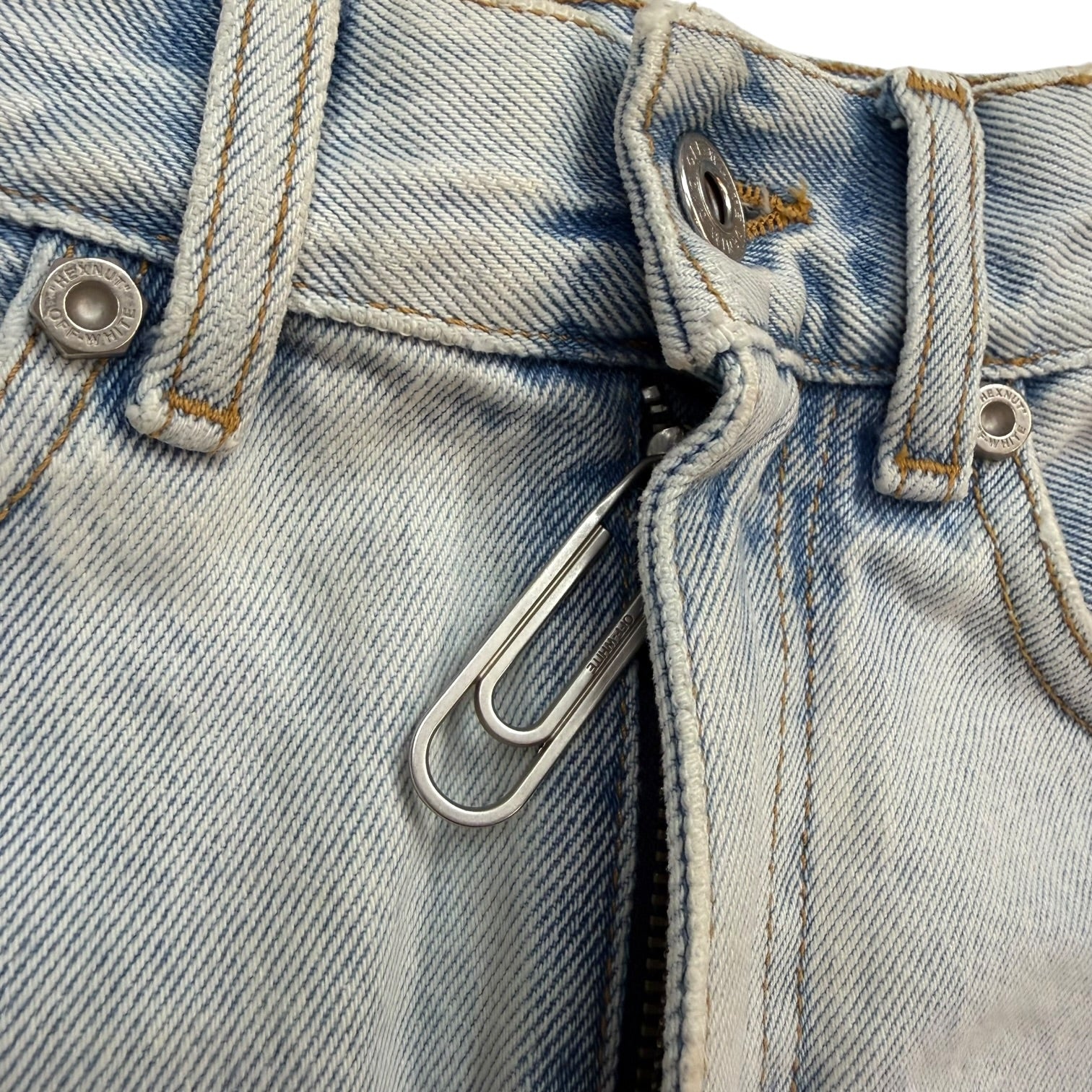 (W) Off-White Riserva Frayed Mini Skirt Blue