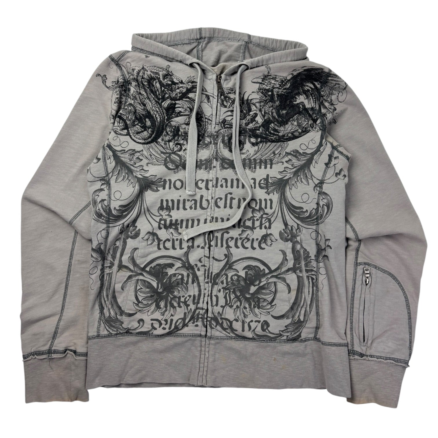Vintage Y2K Cyber Gothic Tattoo Full Zip Hoodie