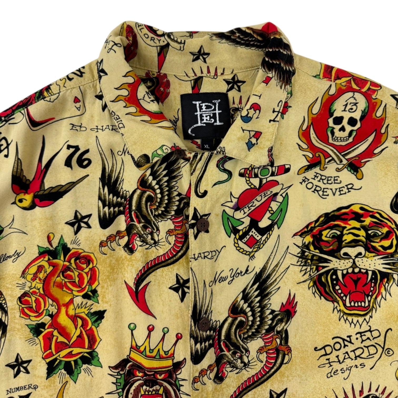 Ed Hardy All Over Print Button Up Shirt