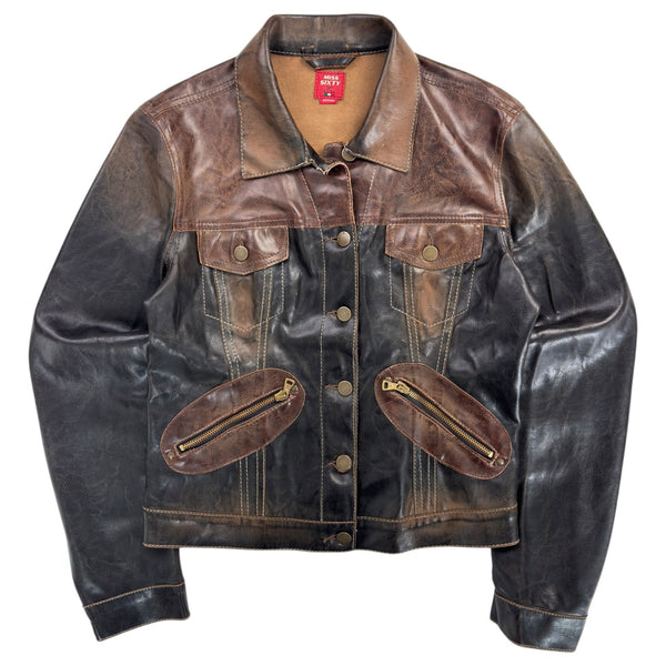 (W) Vintage Y2K Miss Sixty Leather Jacket Brown