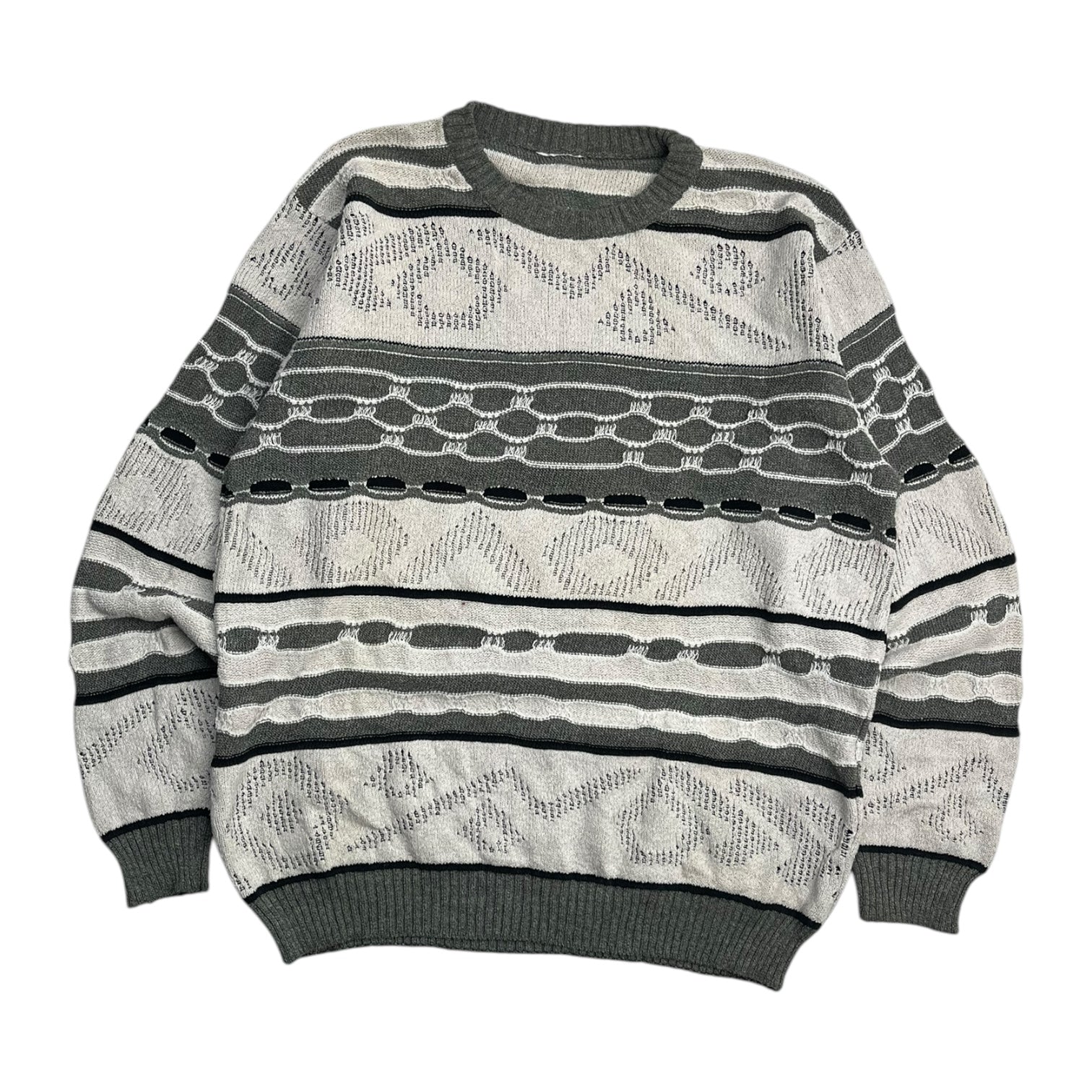 Vintage Horizontal Patterned 3D Knit Grey