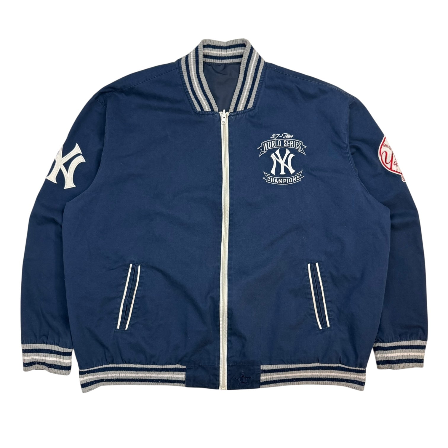 Vintage Jeff Hamilton New York Yankees 27 Time Champs Jacket Blue
