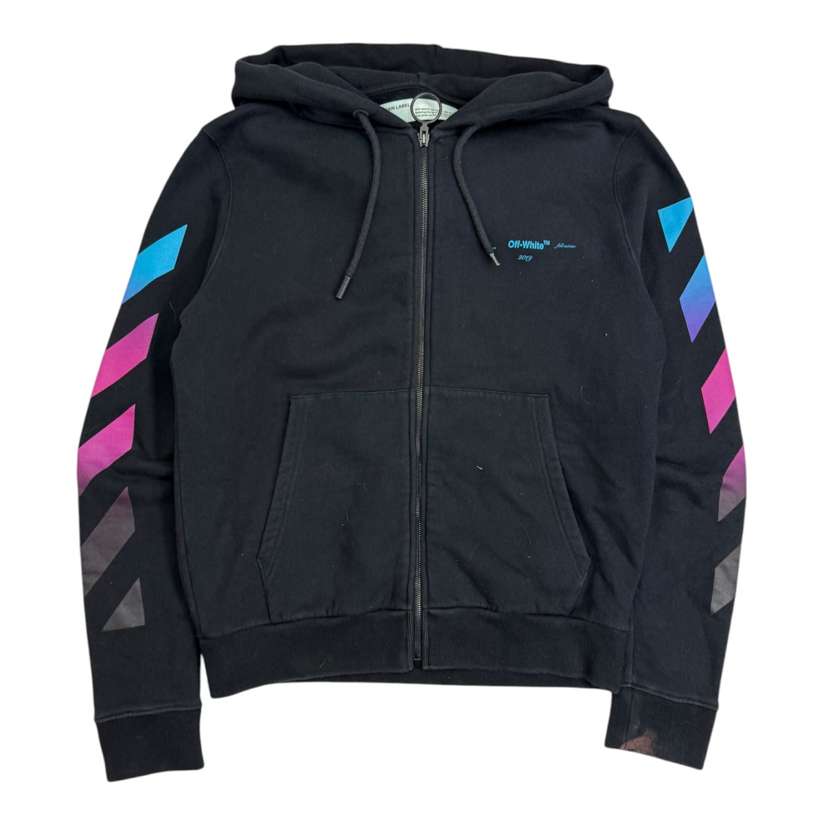 Off-White Diag Gradient Arrows Zip Up Hoodie Black