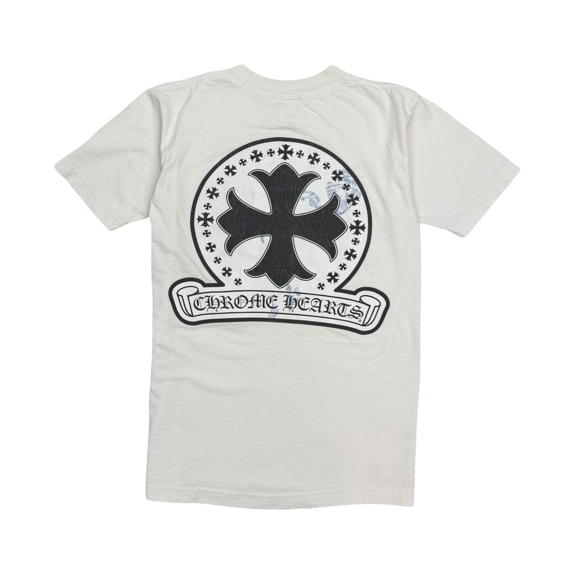 Vintage Chrome Hearts Cross Stamp Pocket Tee White