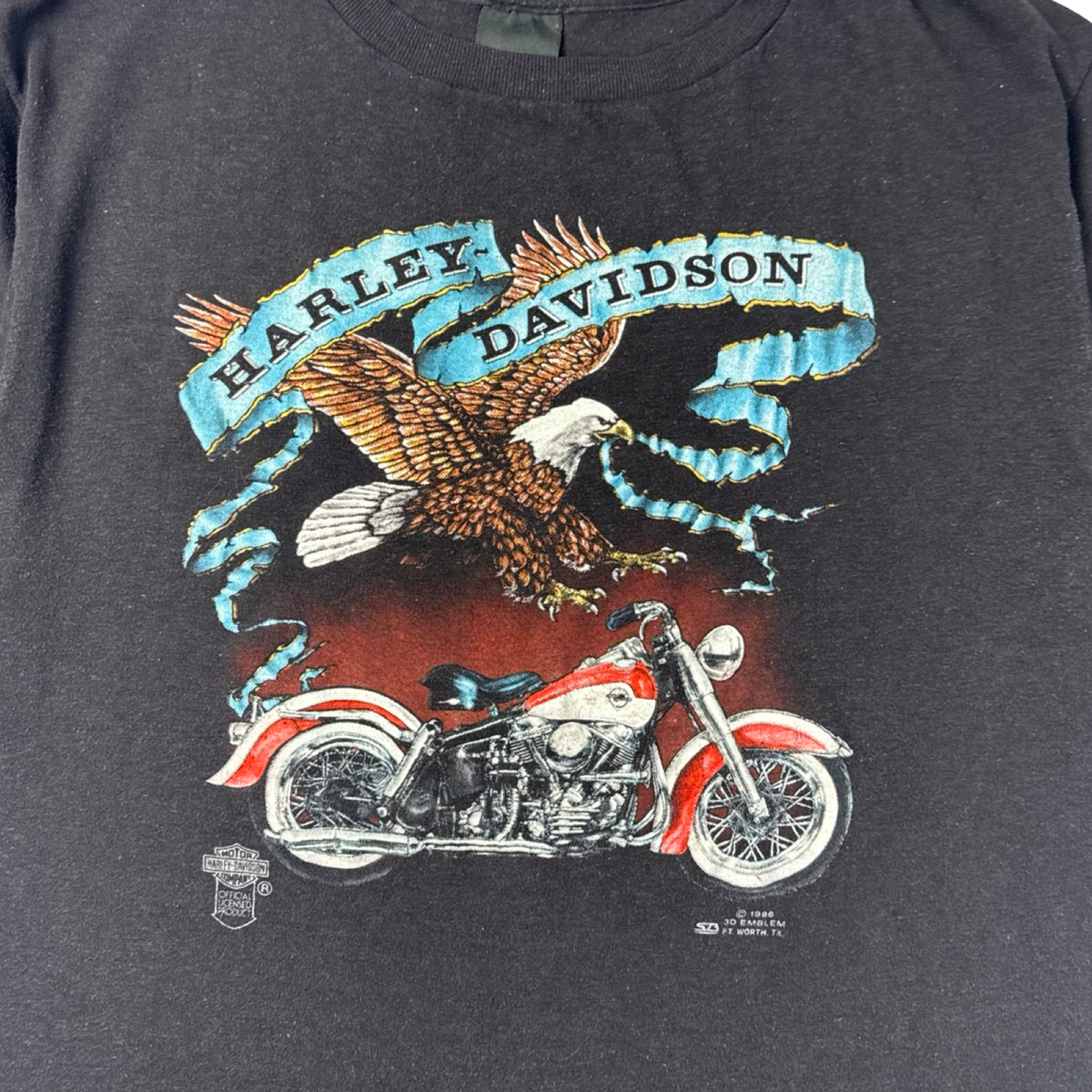 1986 Harley Davidson 3D Emblem Eagle Scroll T-Shirt