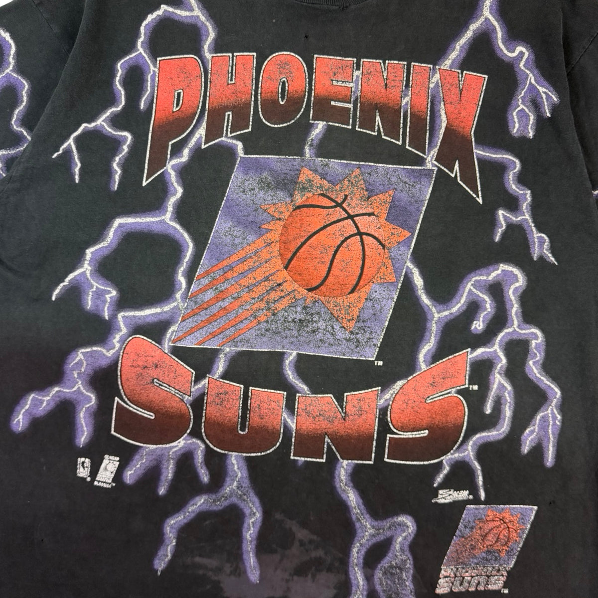 Vintage Phoenix Suns Salem Sportswear Lightning T-Shirt Black
