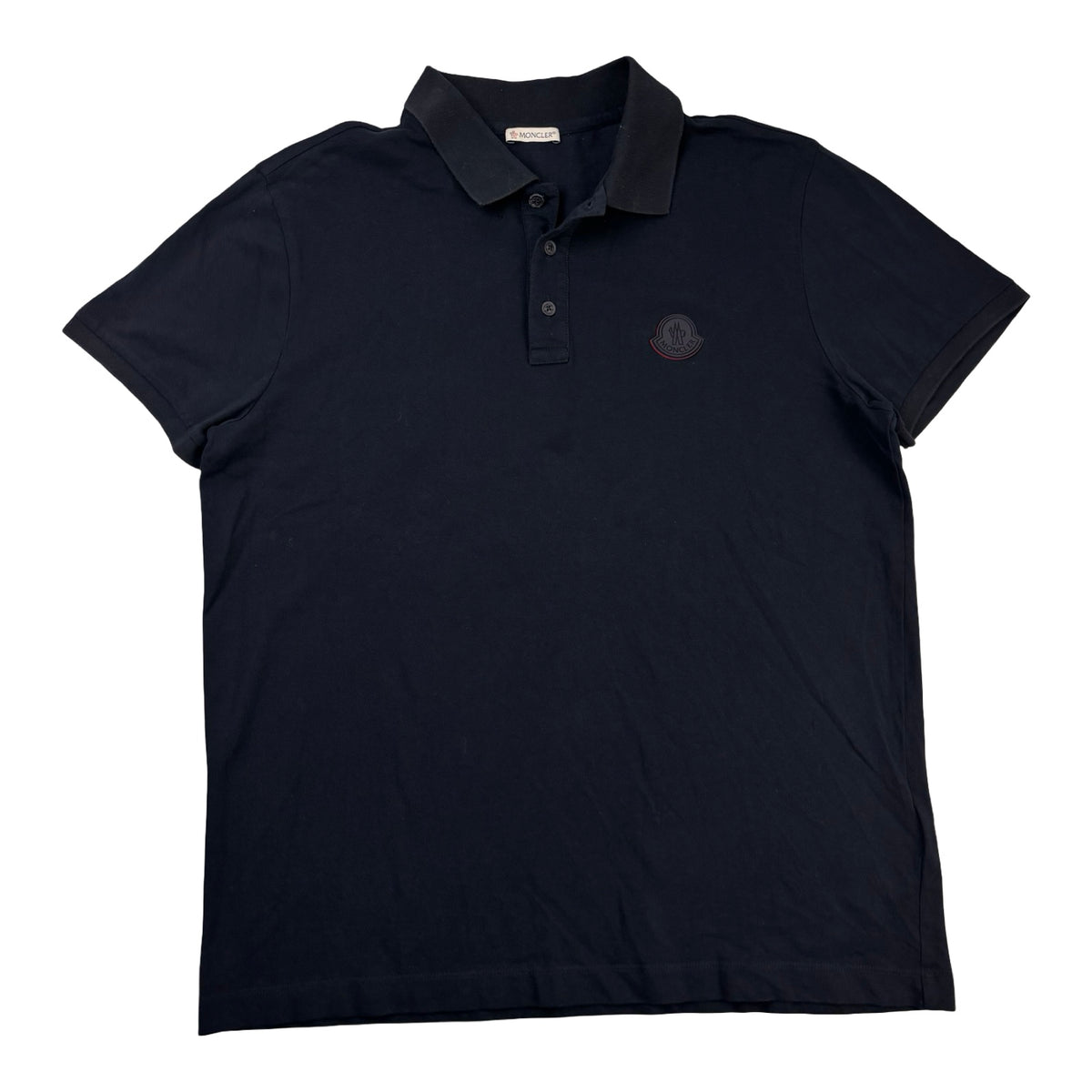 Moncler Logo Patch Cotton Piquet Polo-Shirt Navy