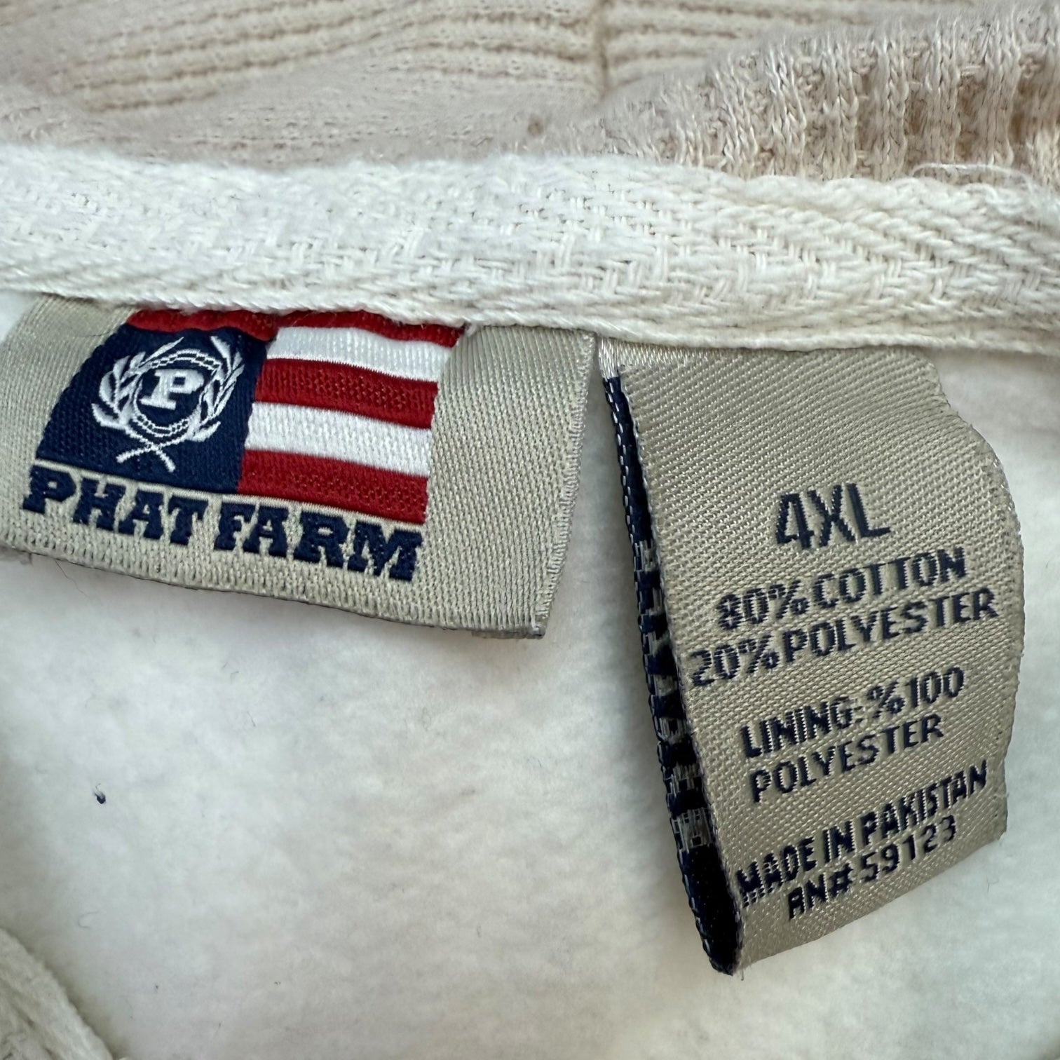 Vintage Phat Farm Zip Up Hoodie Cream