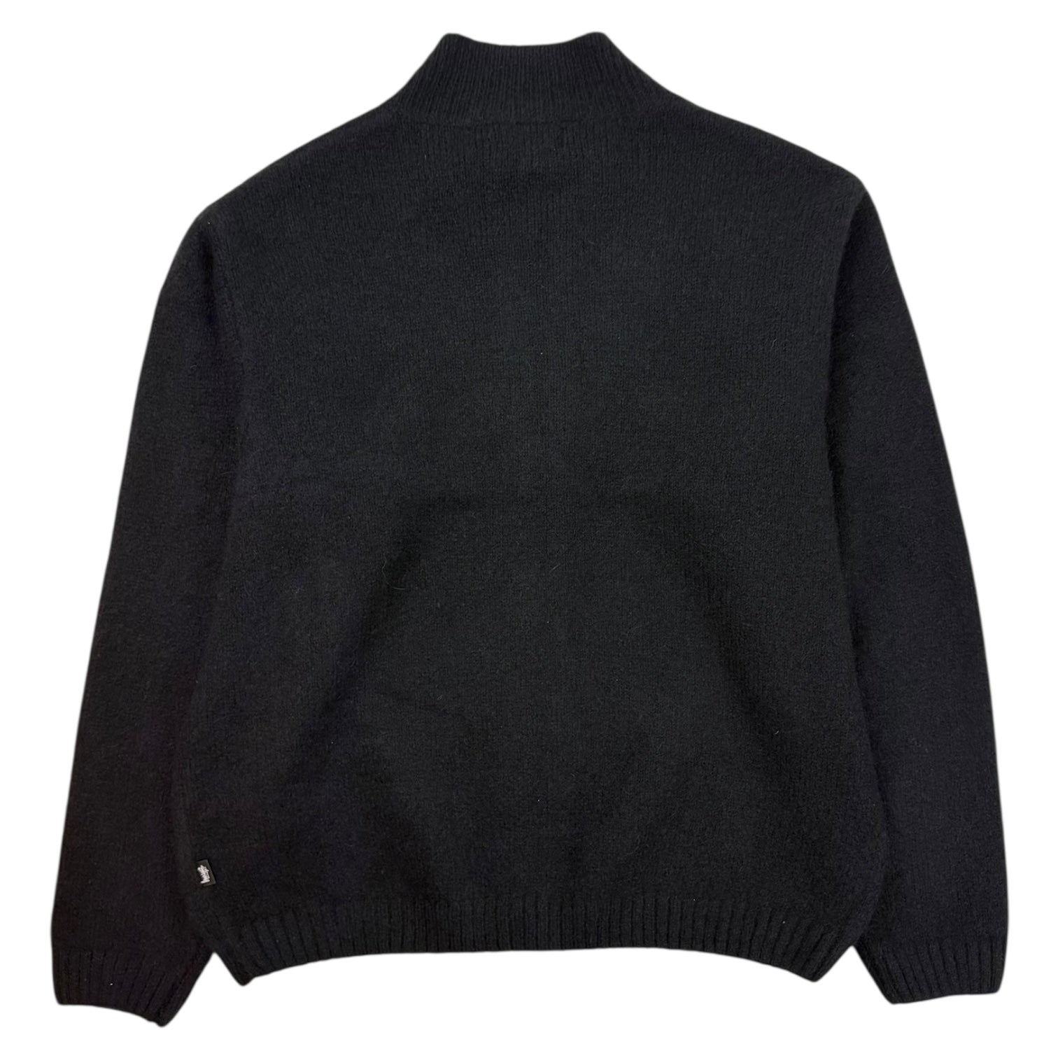 Stussy Brushed Mock Neck Zip-Up Sweater Black