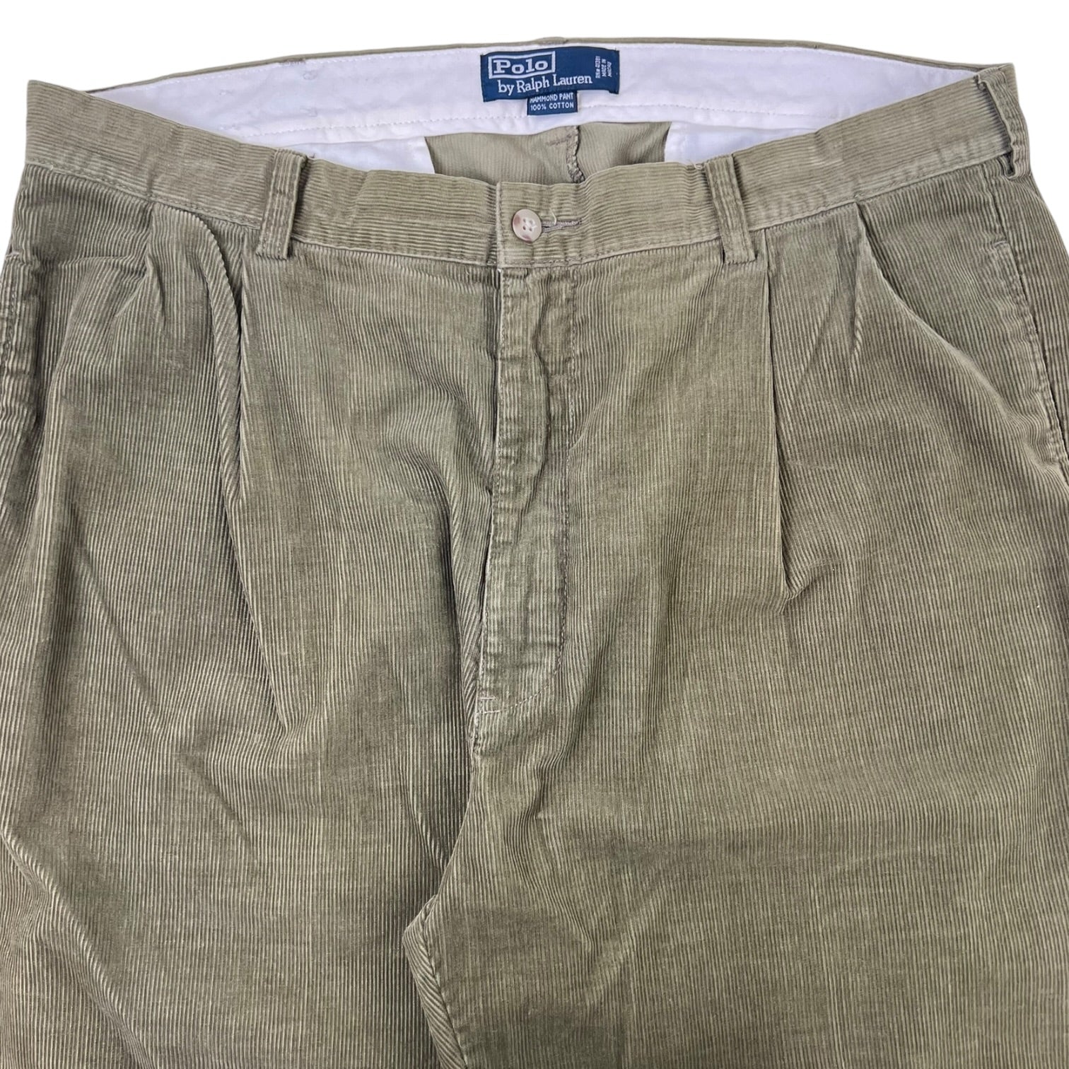 Vintage Polo Ralph Lauren Pleated Olive Green Corduroy Pants