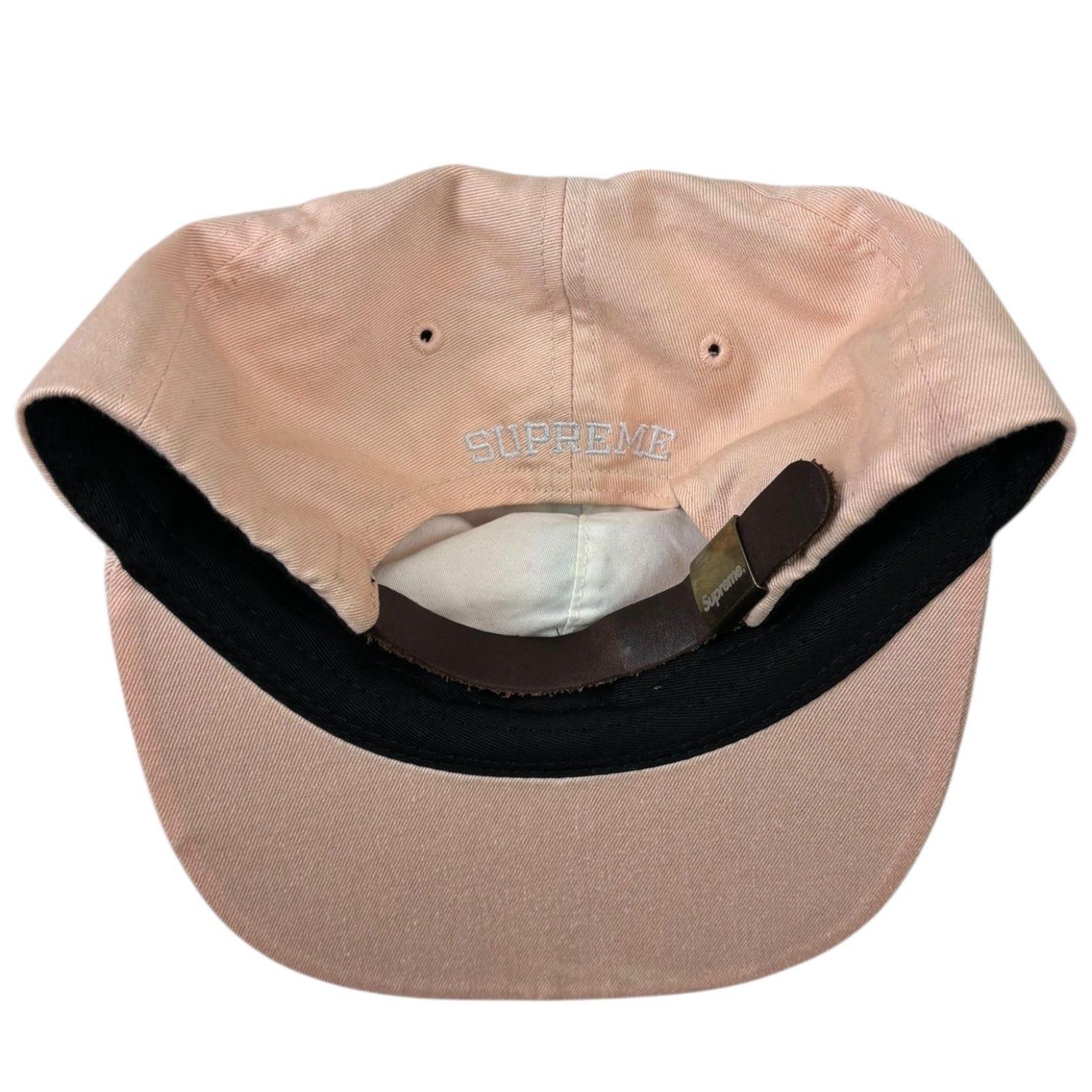 Supreme SS18 Visor Label 6-Panel Strapback Hat Peach