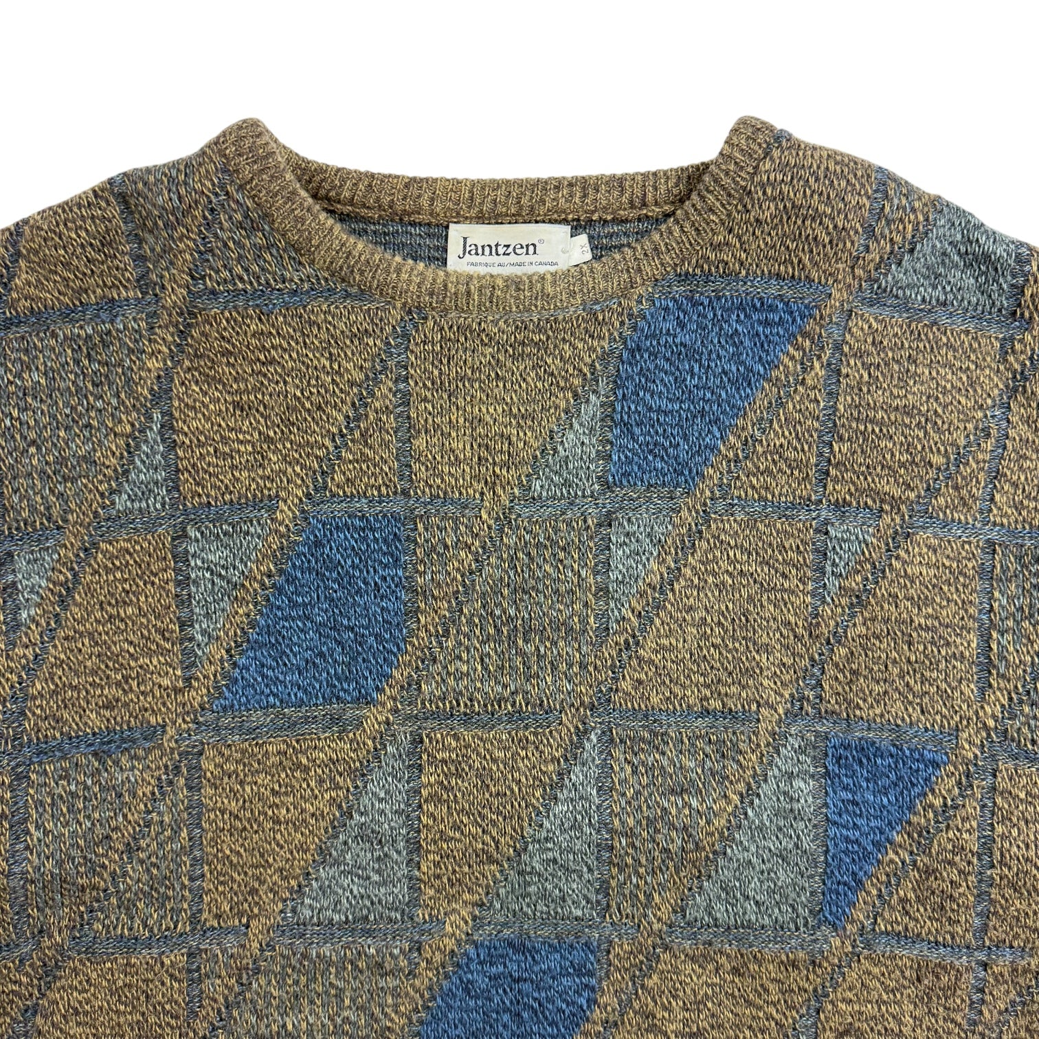 Vintage Jantzen Knit Pattern Sweater Brown/Blue