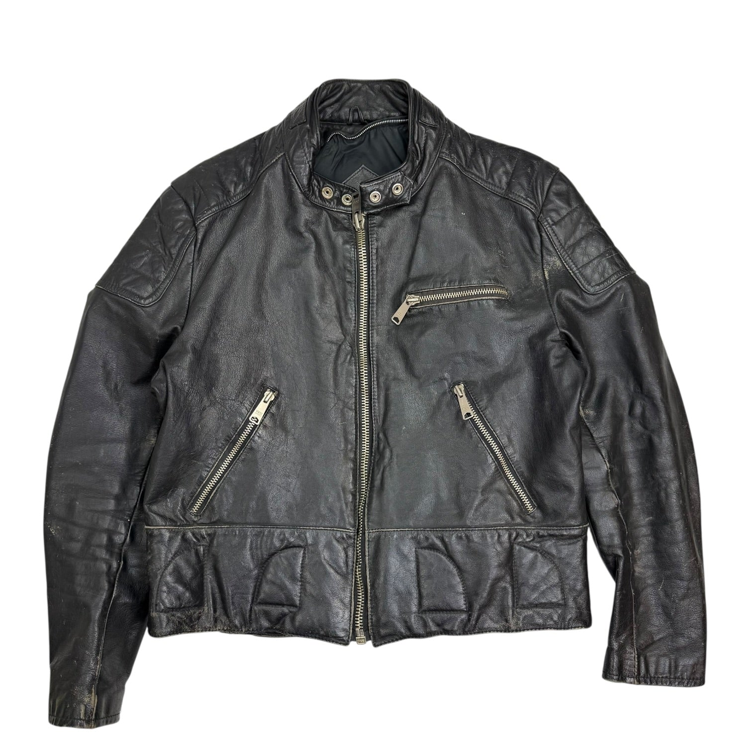 Vintage Sears Leather Biker Jacket Black