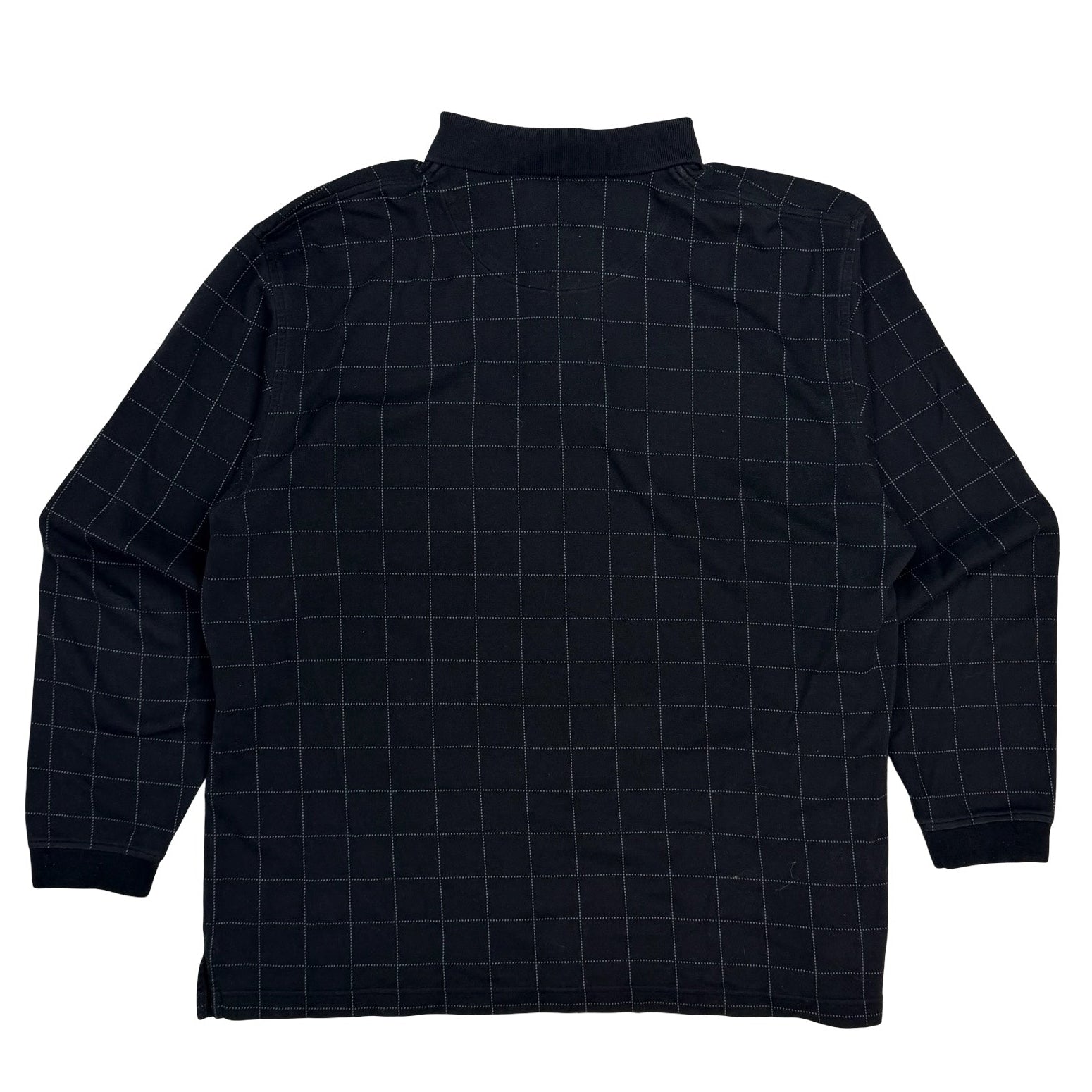 Vintage Arnold Palmer Grid Pattern Embroidered Longsleeve Polo Shirt Black