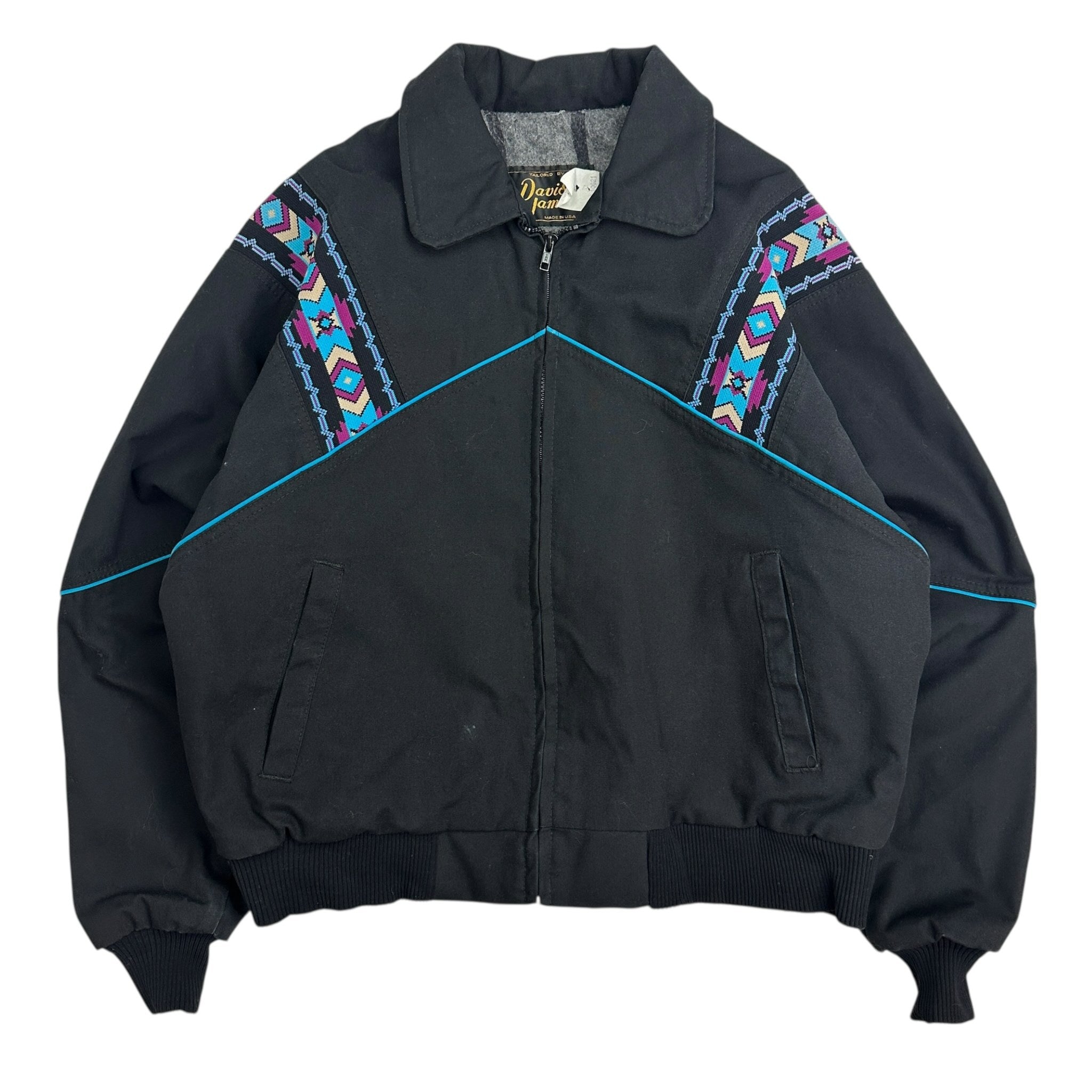Vintage Aztec Print Jacket Black