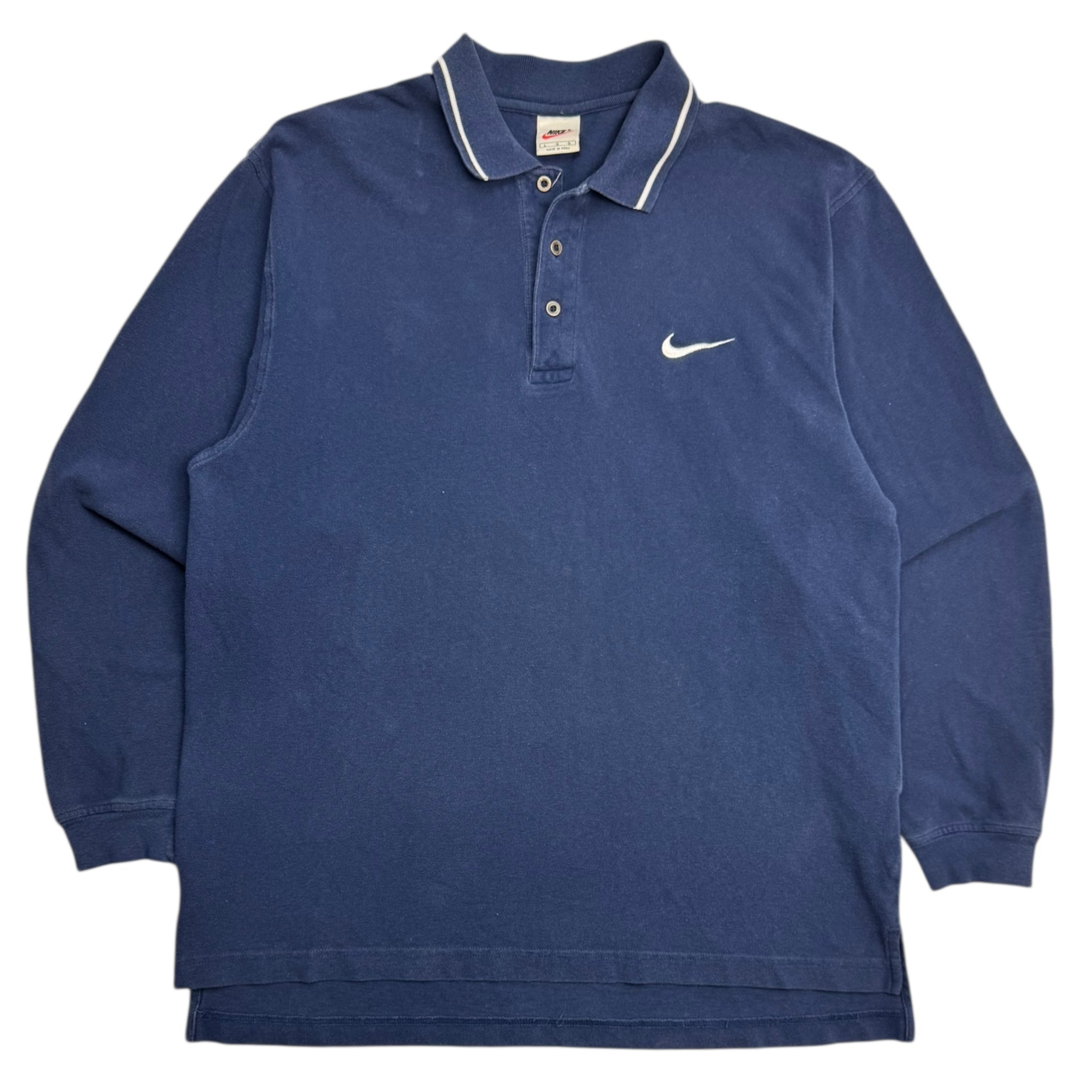 Vintage 90s Nike Collared Longsleeve Shirt Navy