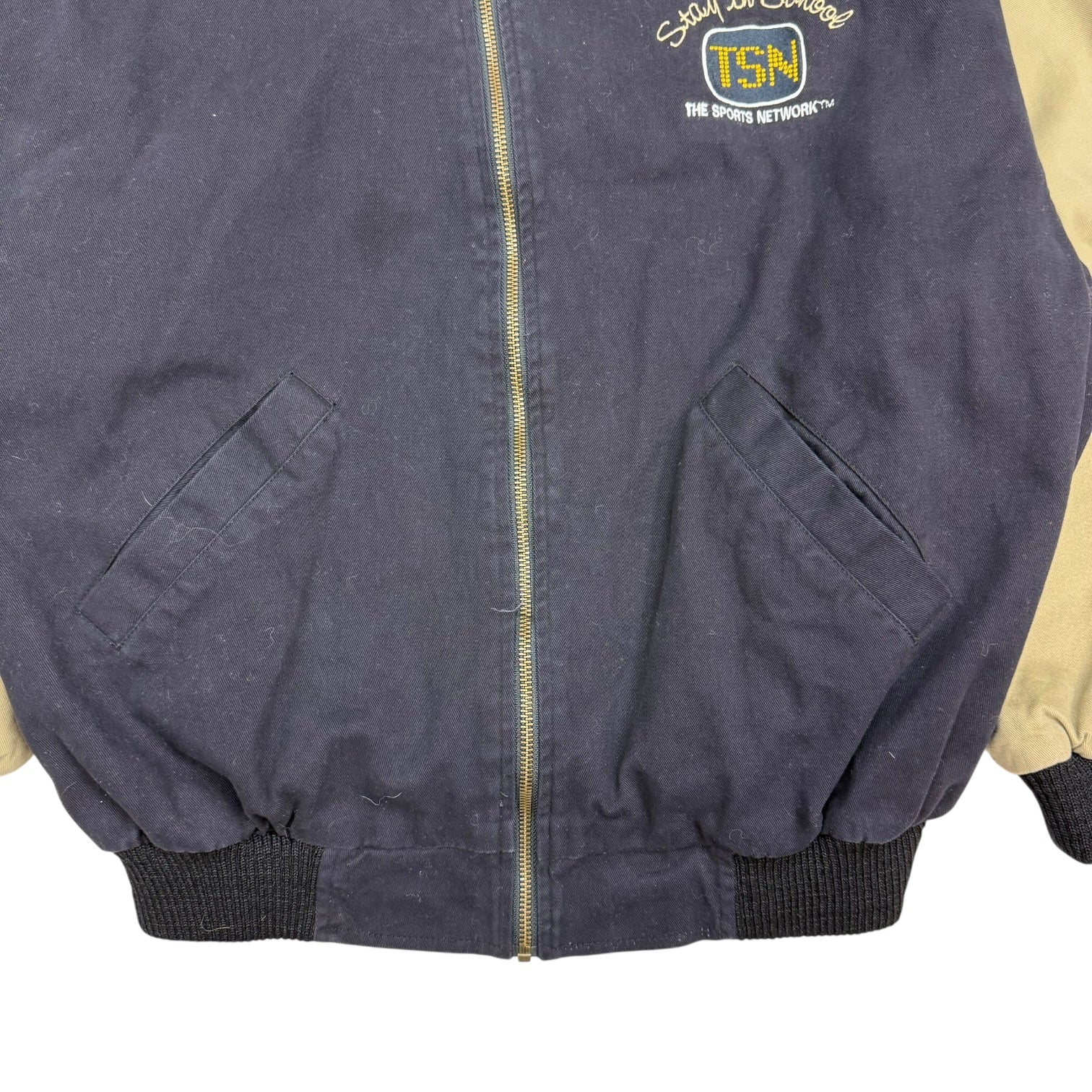 Vintage TSN ‘Stay In School’ Bomber Jacket Navy Blue