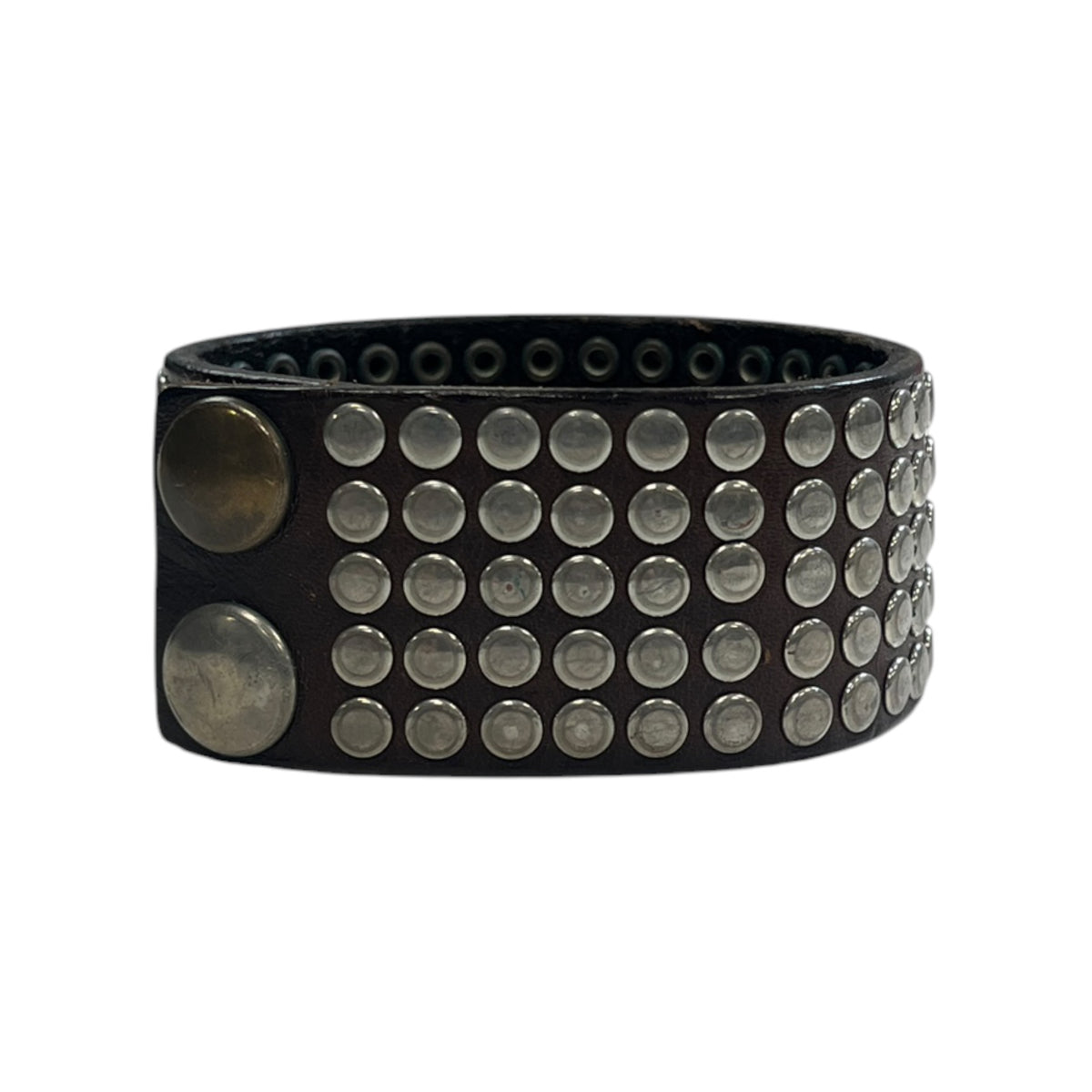Leather Cuff with Rivets in Black Leather