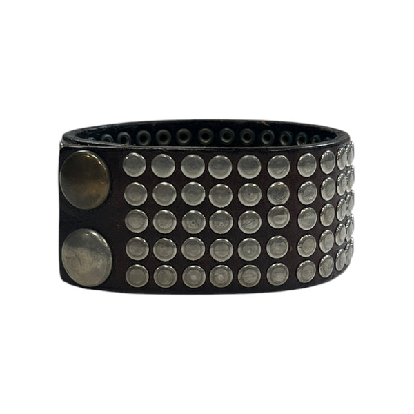 Leather Cuff with Rivets in Black Leather