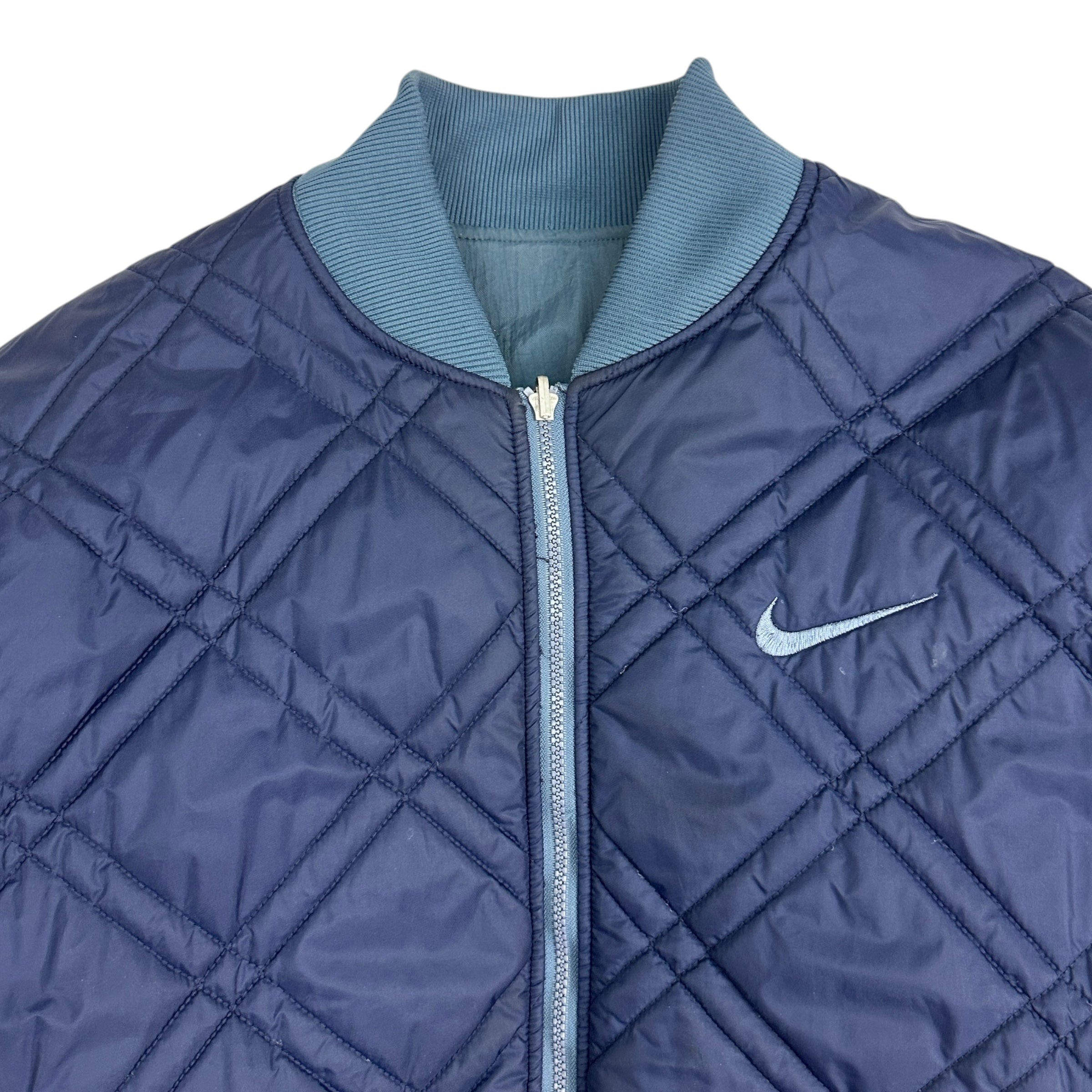 Vintage Nike Reversible Quilted Bomber Jacket Blue/Navy