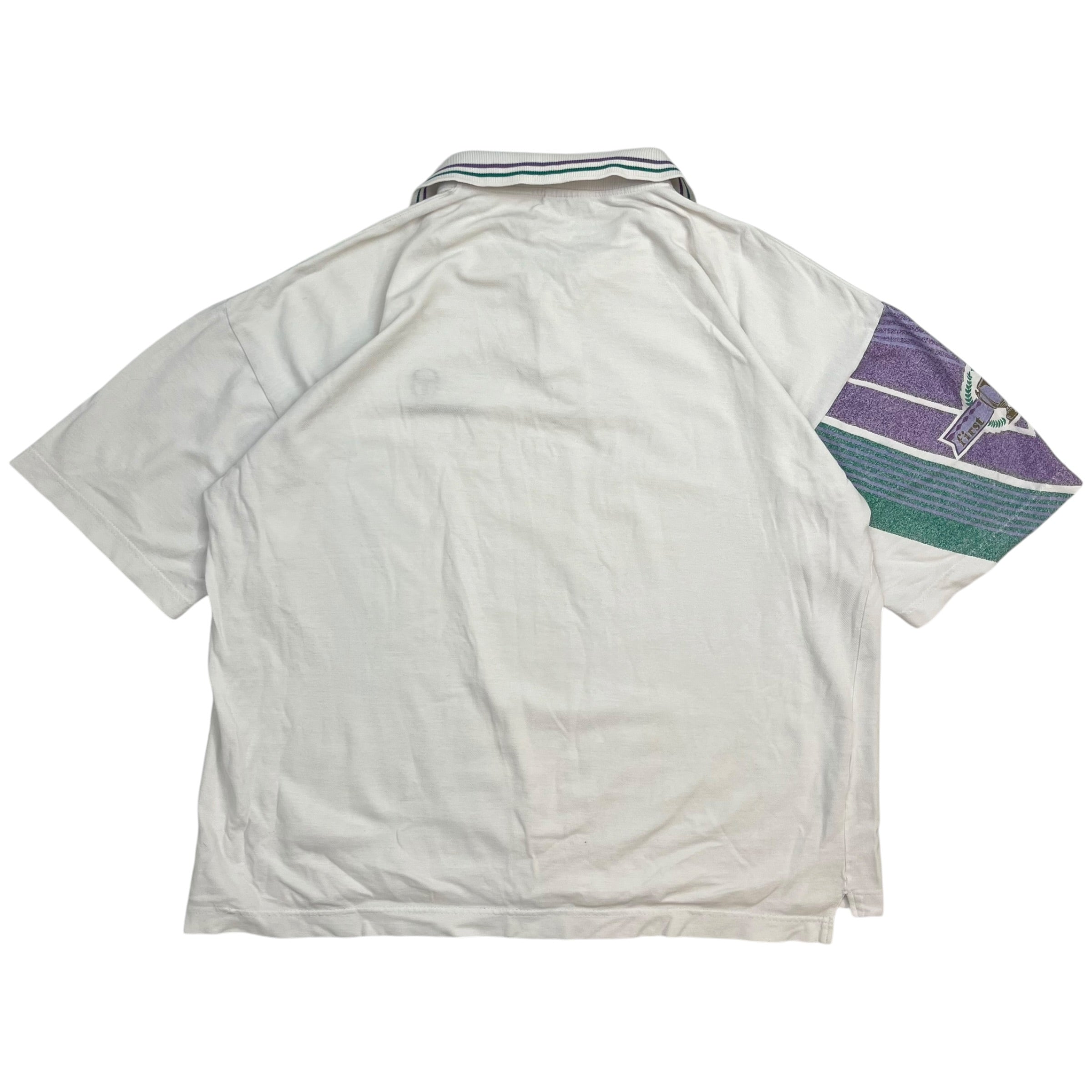 Vintage Sergio Tacchini Polo Shirt White/Green/Purple
