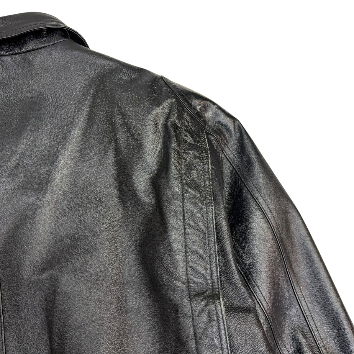 Vintage Leather Bomber Jacket Black