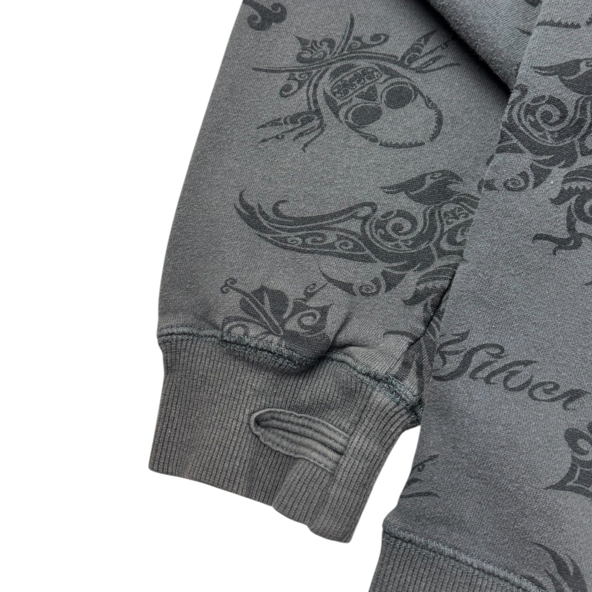 Vintage Y2K Quiksilver Tribal Surf Zip Up Hoodie Grey