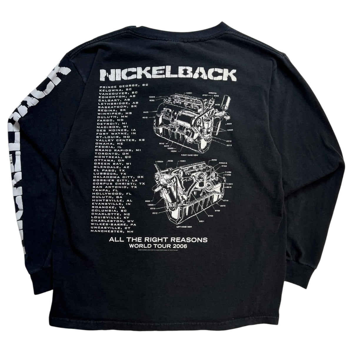 Vintage 2006 Nickelback “All The Right Reasons” Tour Long Sleeve T-Shirt Black
