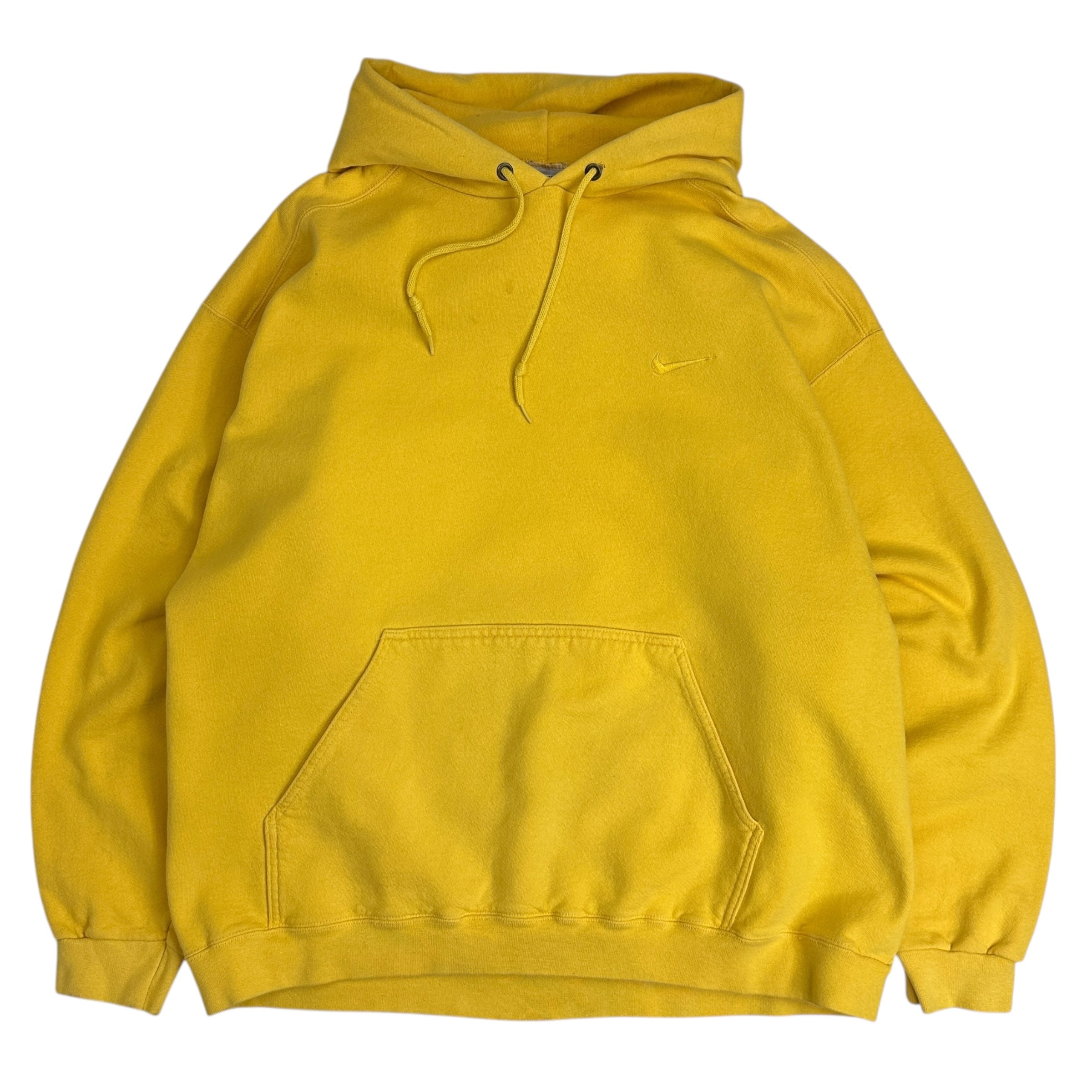 Vintage Nike Small Swoosh Hoodie Tonal Yellow