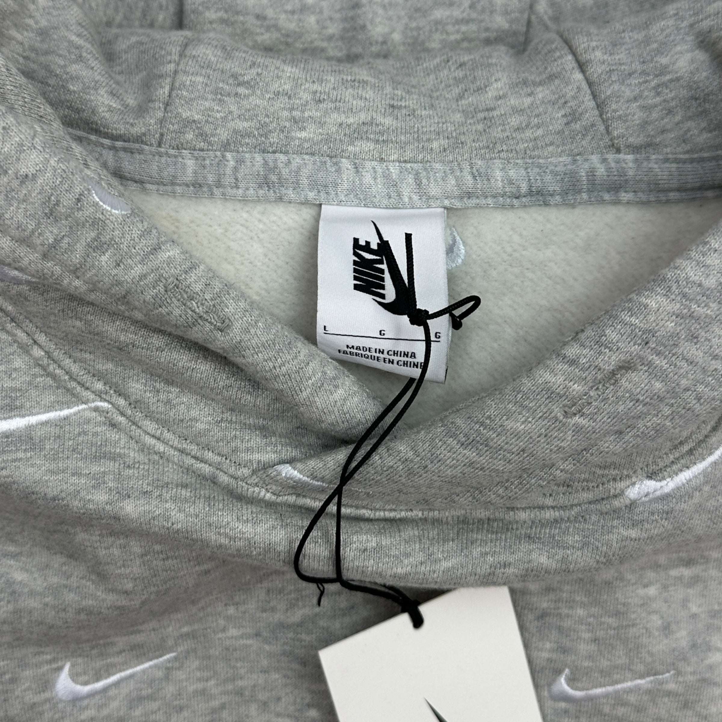 Nike NRG All Over Swoosh Logo Hoodie Grey