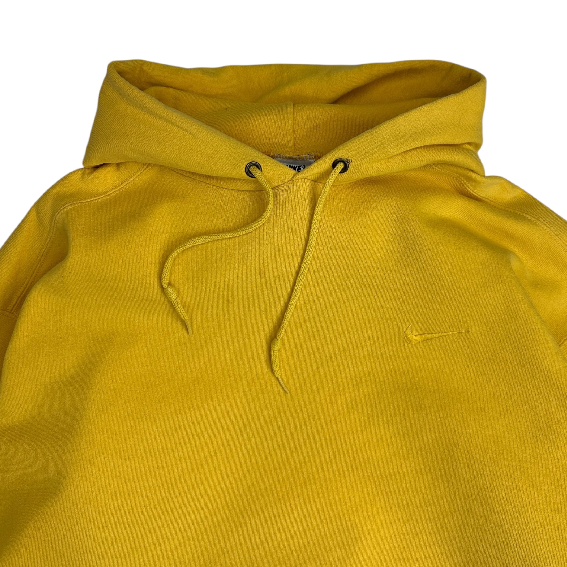 Vintage Nike Small Swoosh Hoodie Tonal Yellow