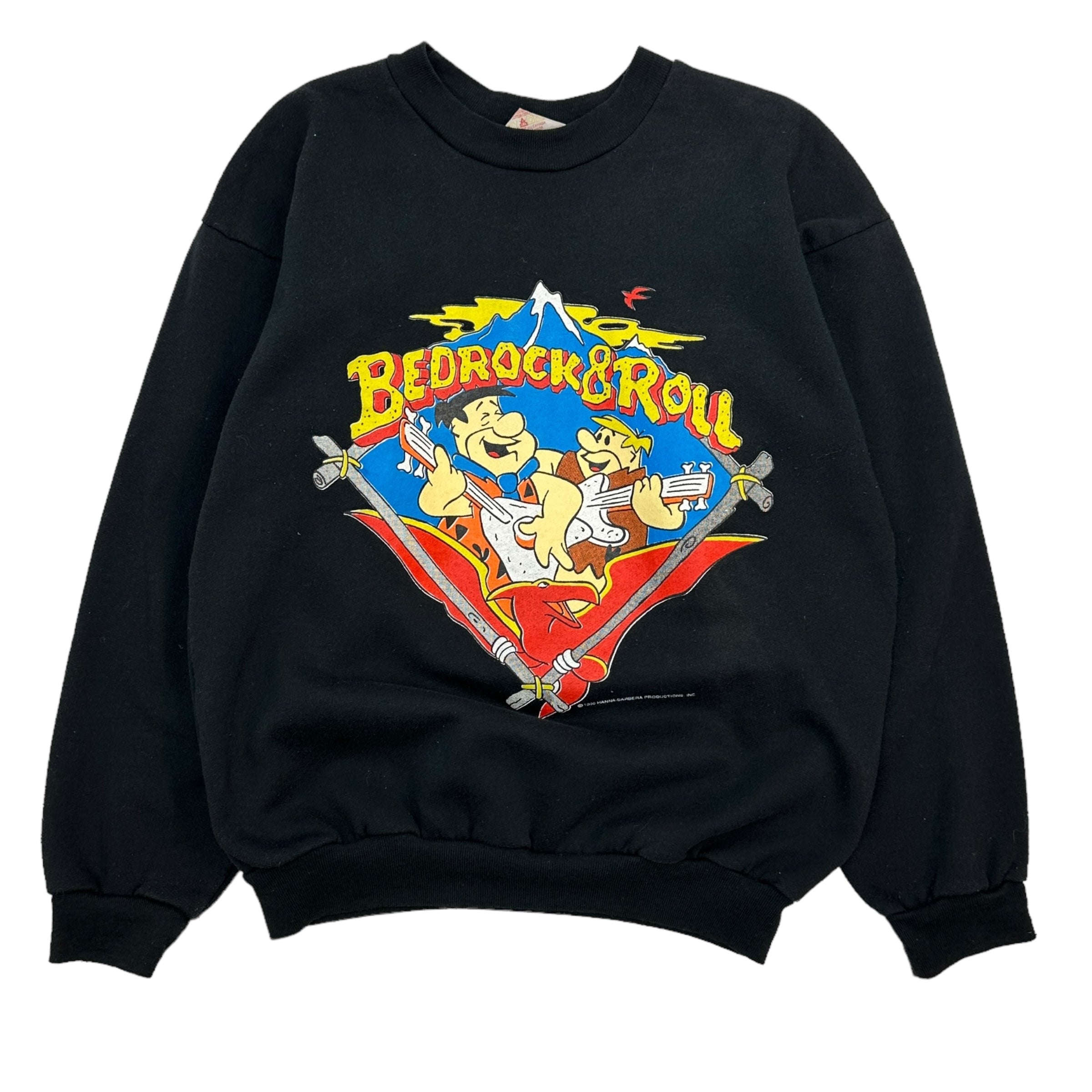 1990 The Flintstones Bedrock&Roll Black Crewneck Sweatshirt