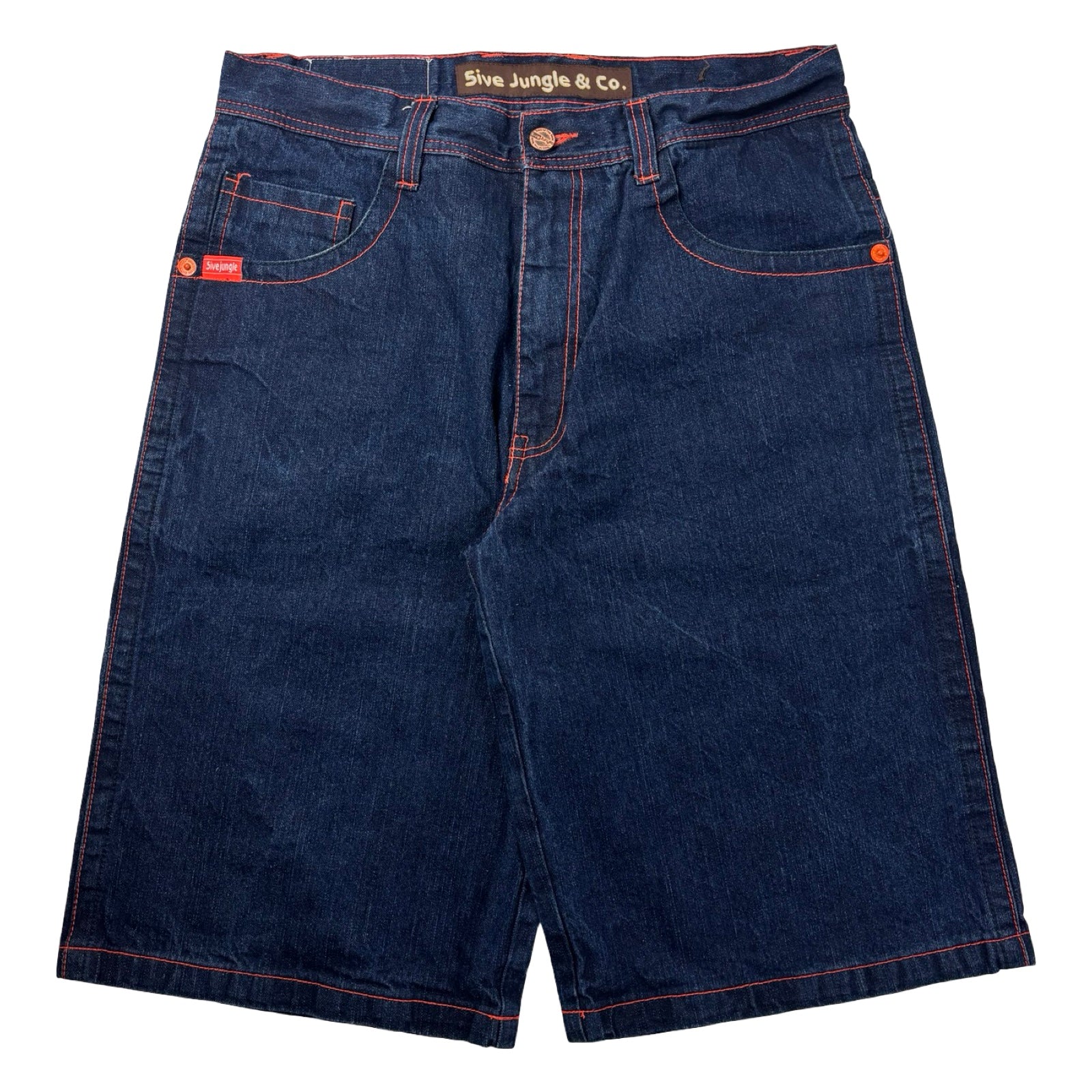 5ive Jungle & Co. Contrast Stitched Denim Shorts Dark Wash