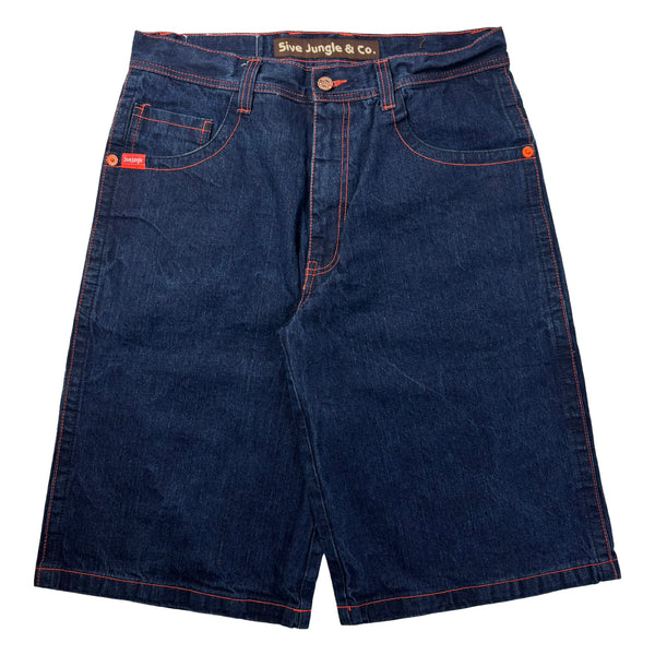 5ive Jungle & Co. Contrast Stitched Denim Shorts Dark Wash