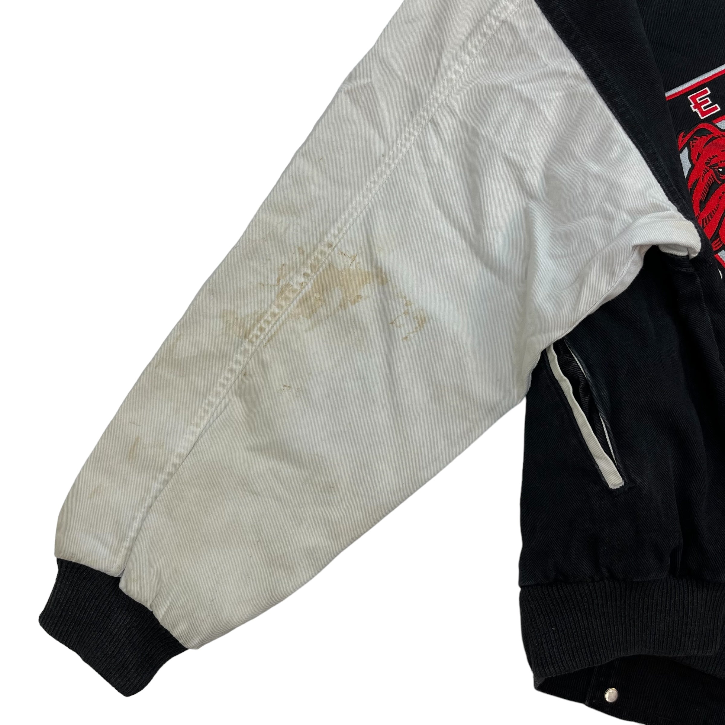 Vintage Red Dog Duck Canvas Varsity Bomber White/Black