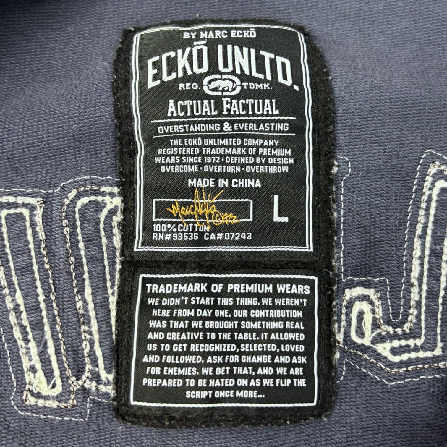 Vintage Y2K Ecko ‘Actual Factual’ Tattoo Zip Up Purple