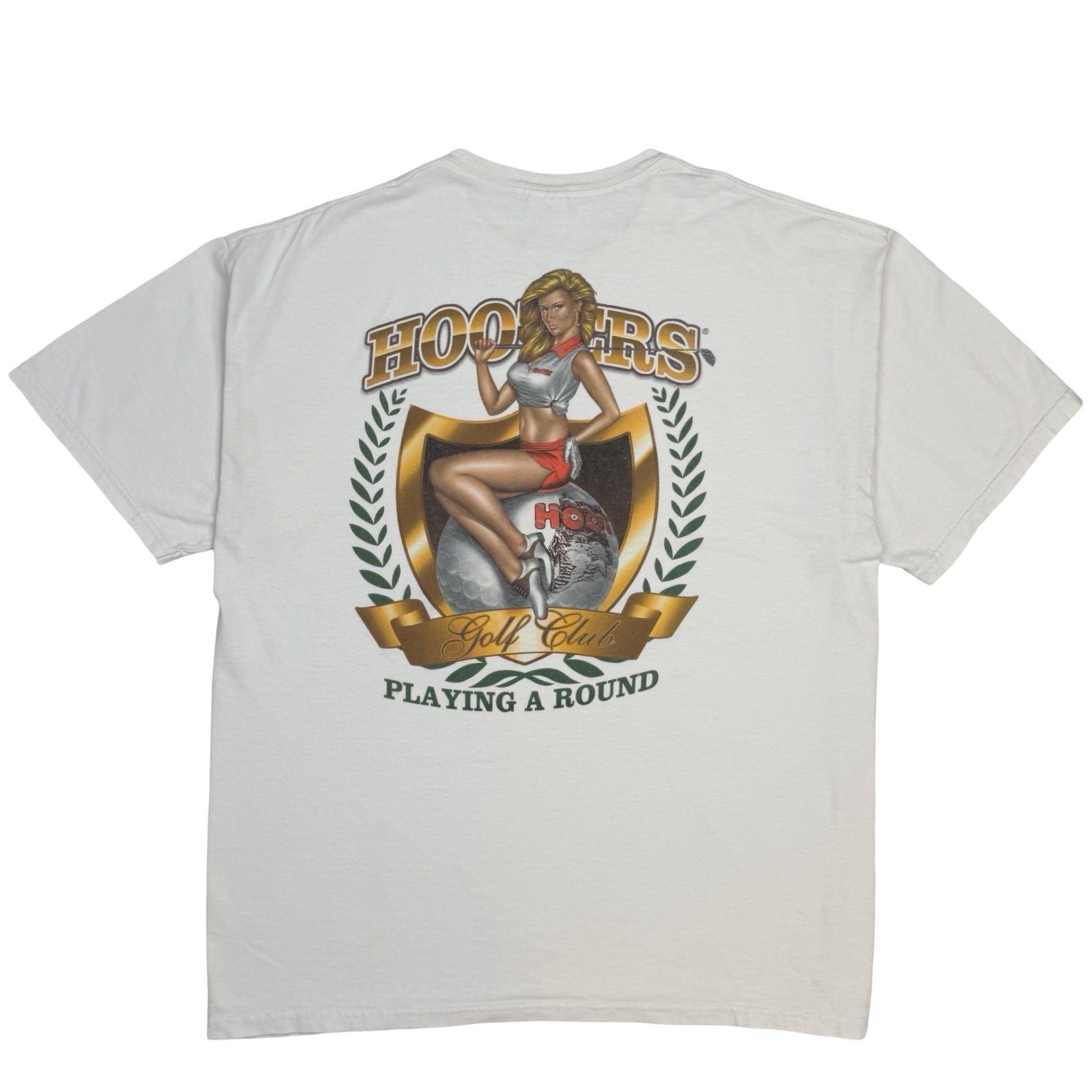 Vintage Hooters “Playing A Round” Golf Tee White