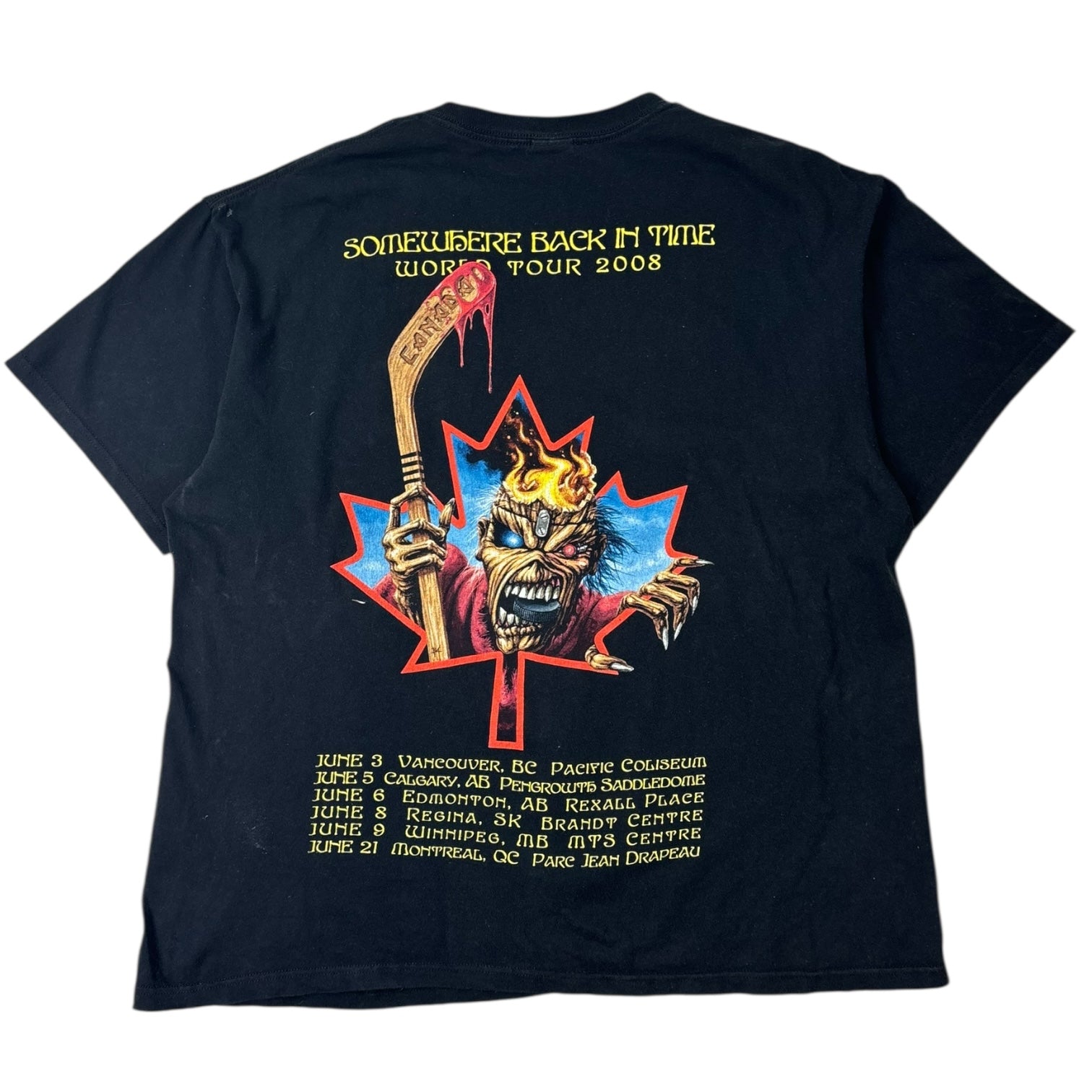 Vintage 2008 Iron Maiden Somewhere Back in Time Tour T-Shirt Black