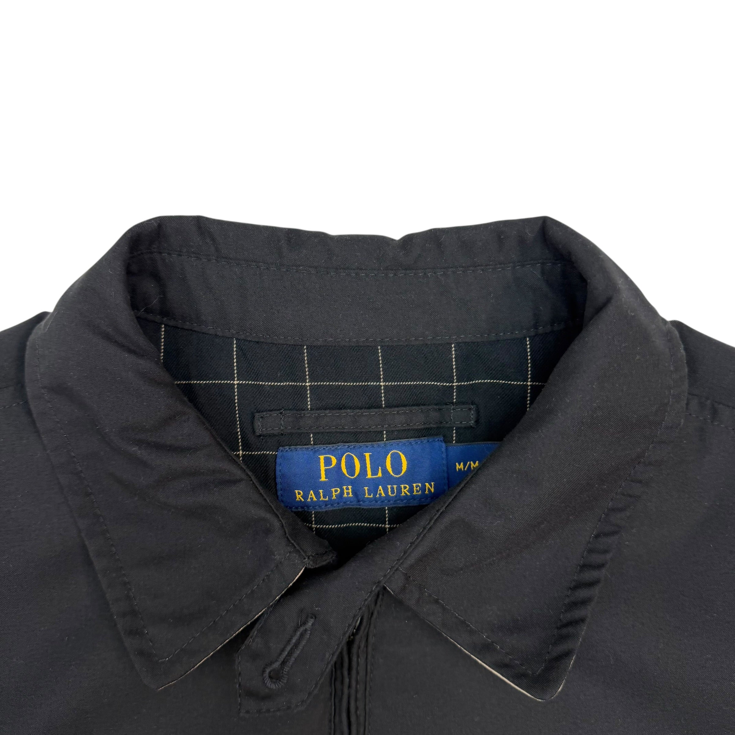 Vintage Polo Ralph Lauren Plaid Lined Harrington Jacket Black